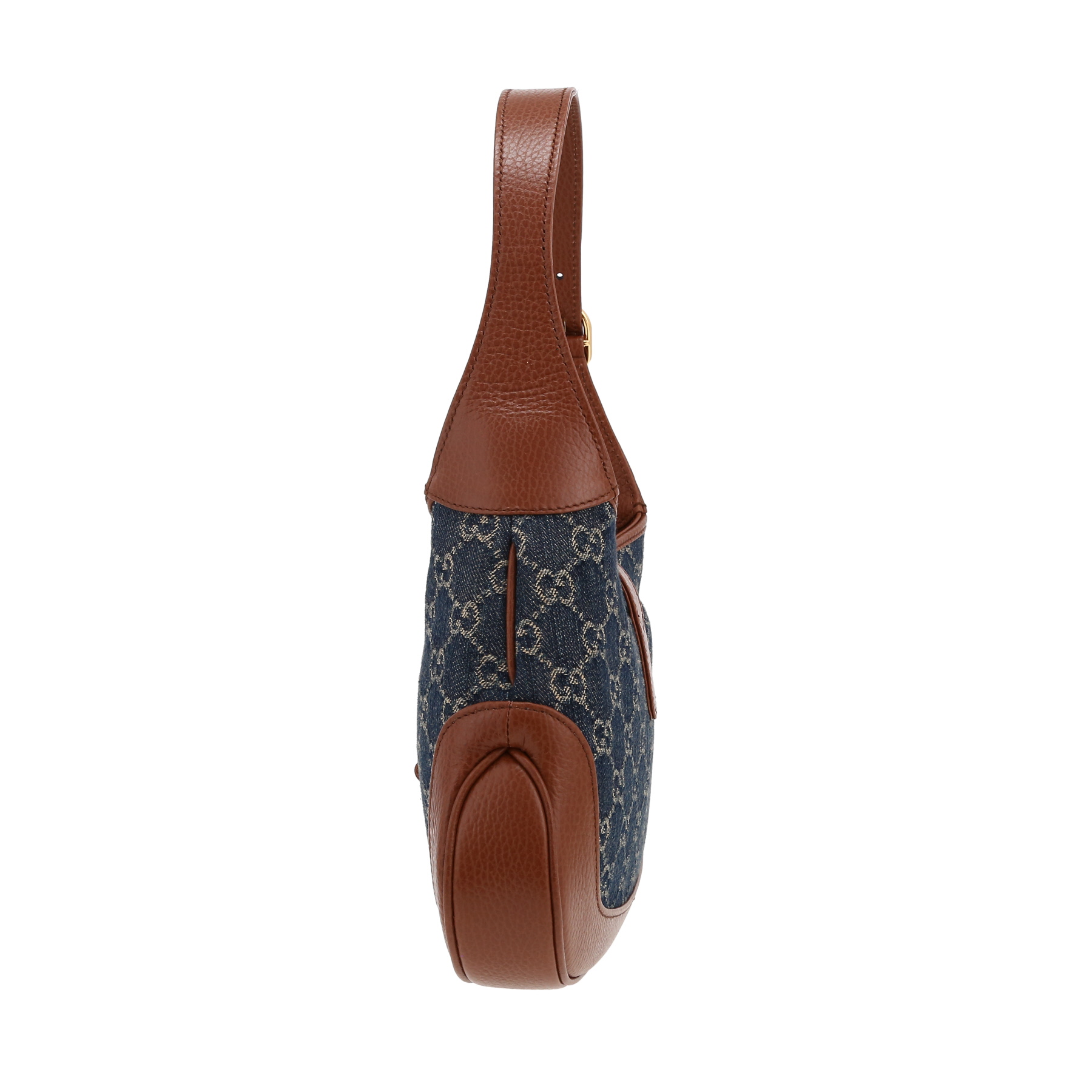 Jackie Shoulder Bag In Blue Monogram Denim Canvas And Brown