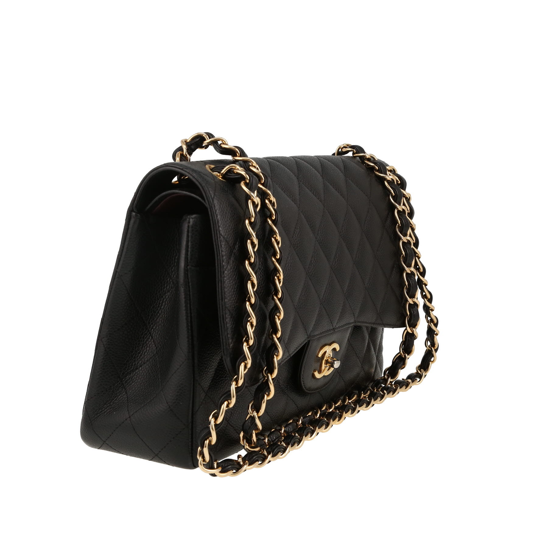 Sac à main Chanel  Timeless Jumbo en cuir grainé matelassé noir