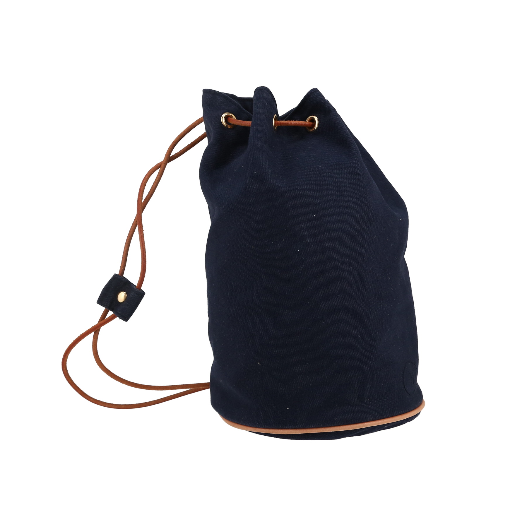 Zaino Hermès  Polochon in tela blu marino e pelle naturale