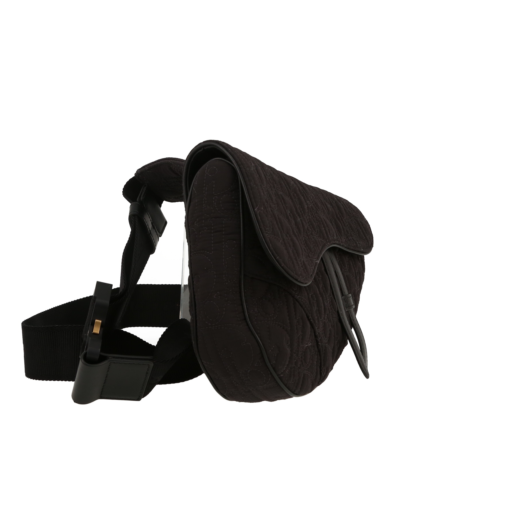 Borsa a tracolla Dior  Saddle in tela siglata nera e pelle nera