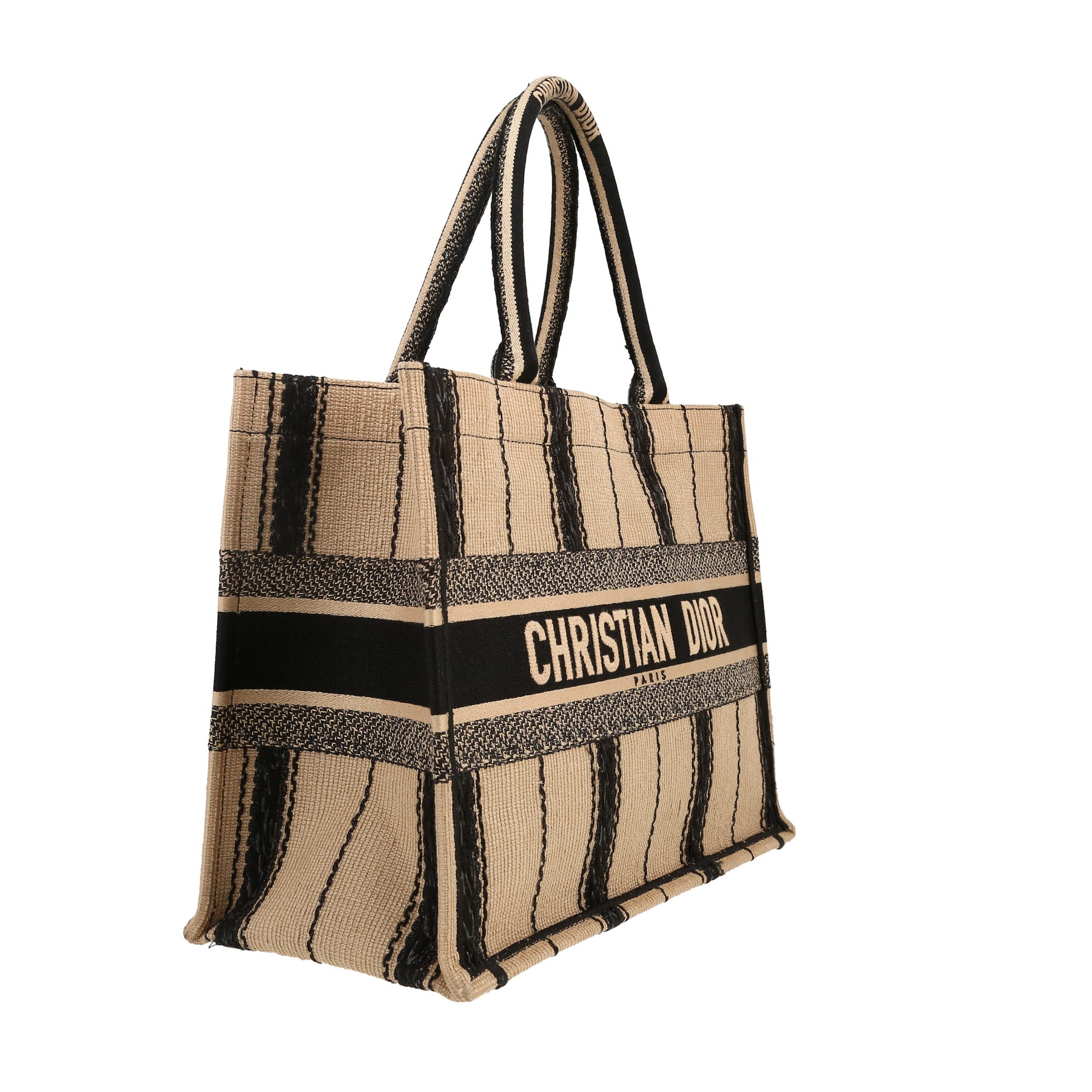 Dior  Book Tote shopping bag  in black and beige canvas