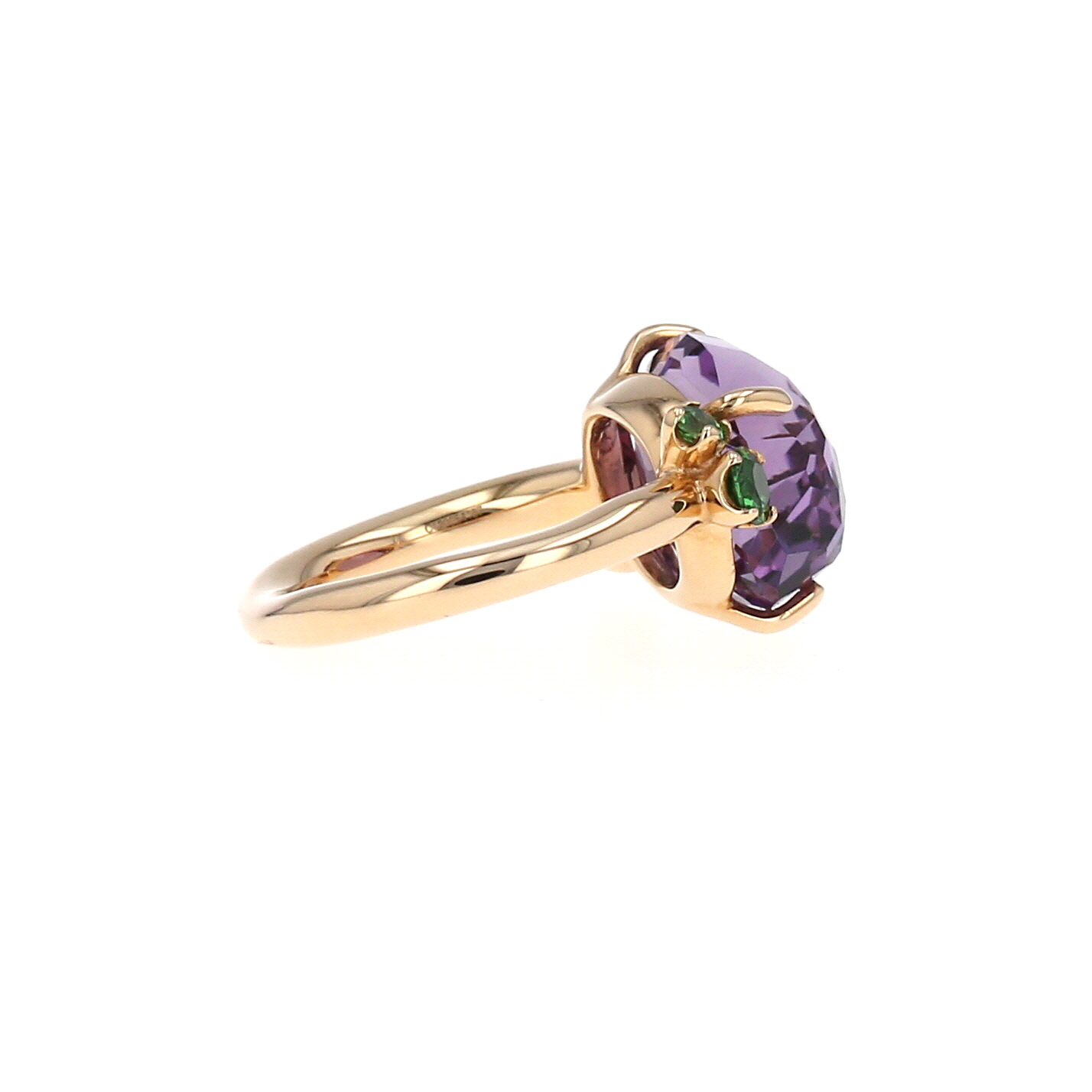 Bague Pomellato Bahia petit modèle en or rose, améthyste et tsavorites