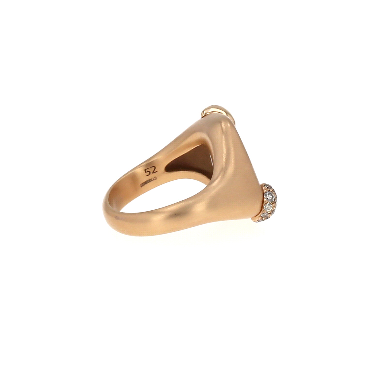 Anello Pomellato Ritratto modello piccolo in oro rosa, quarzo rosa e diamanti