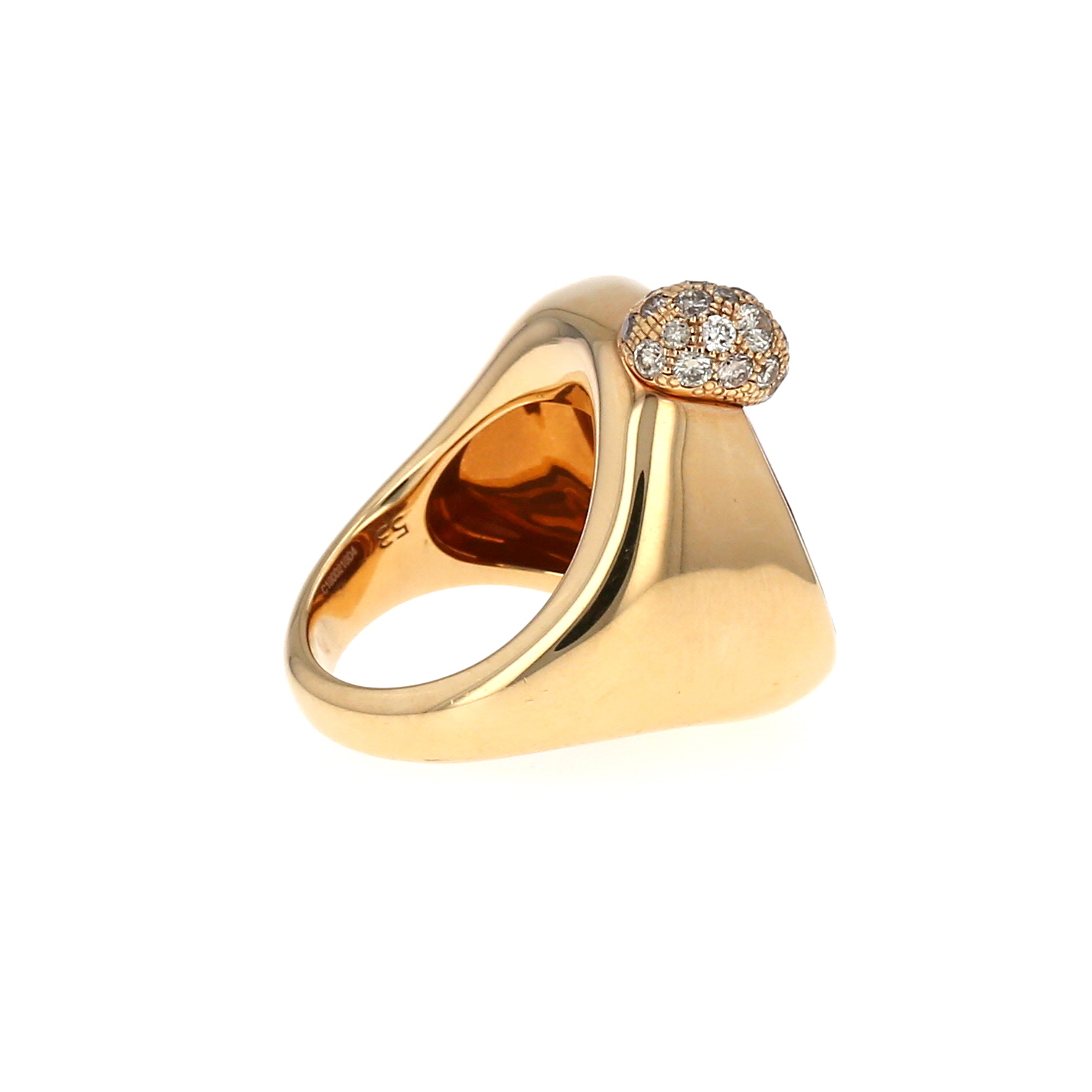 Pomellato Ritratto medium model ring in pink gold, jasper and brown diamonds