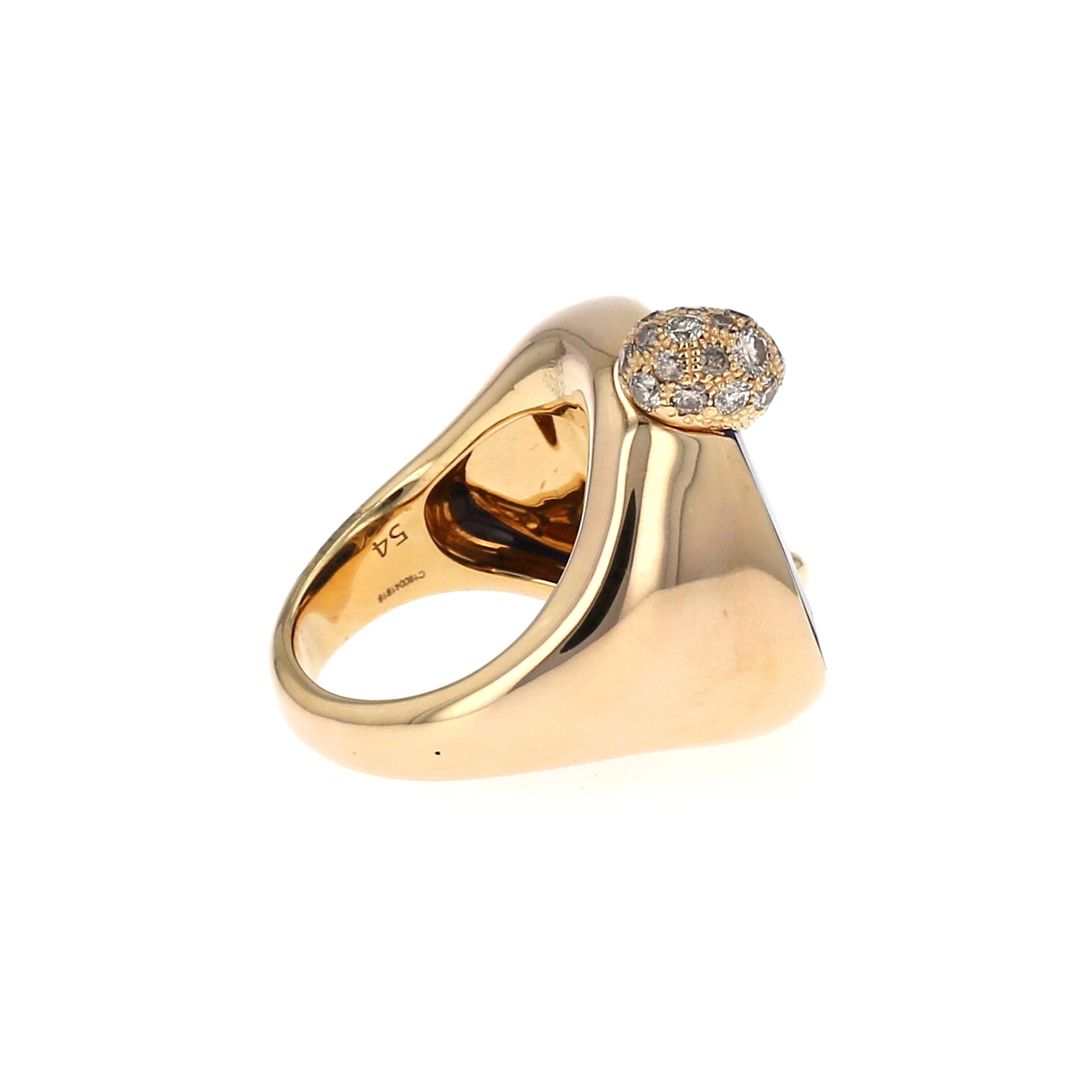 Pomellato Ritratto medium model ring in pink gold, lapis-lazuli and diamonds