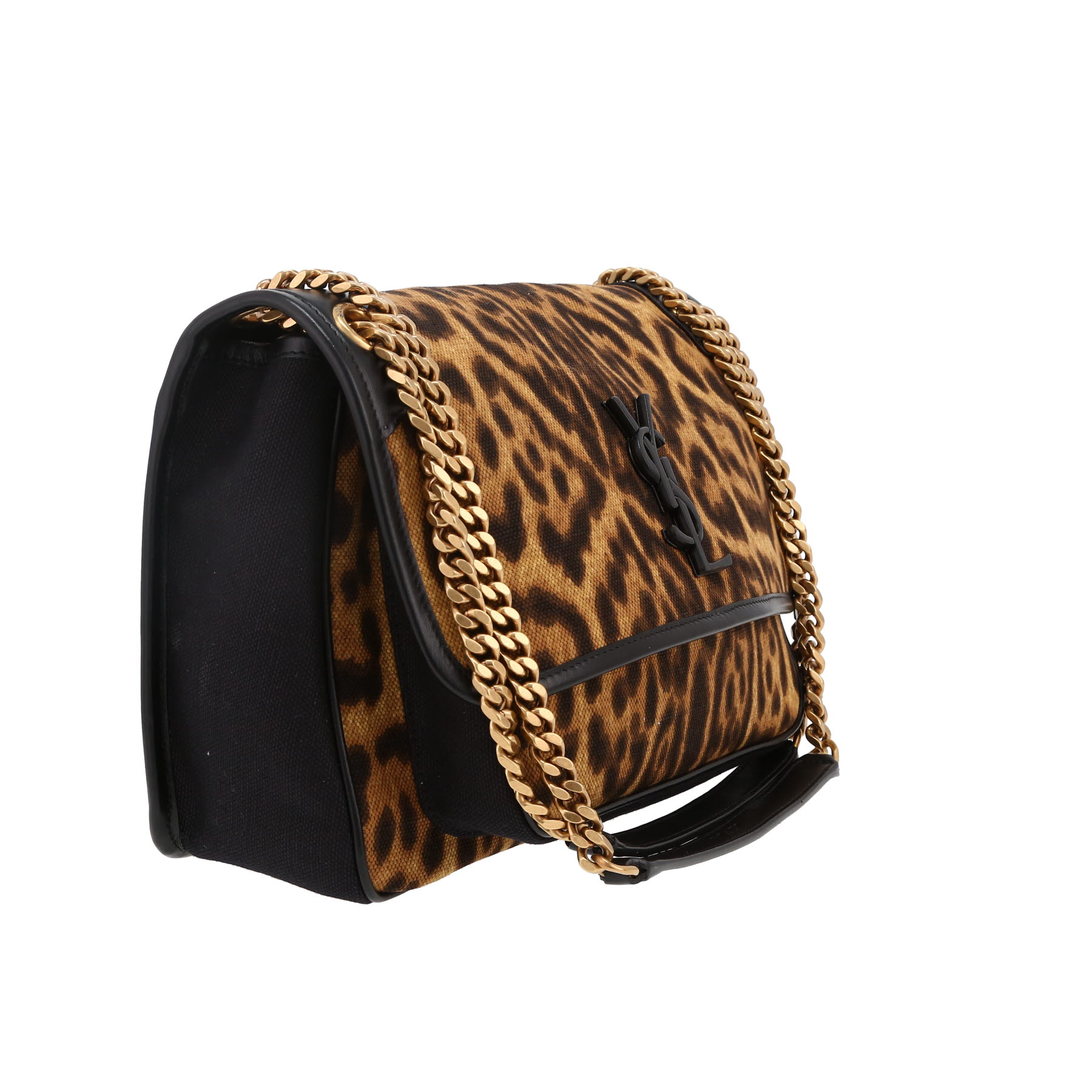 Sac bandoulière Saint Laurent  Niki en toile et cuir noir