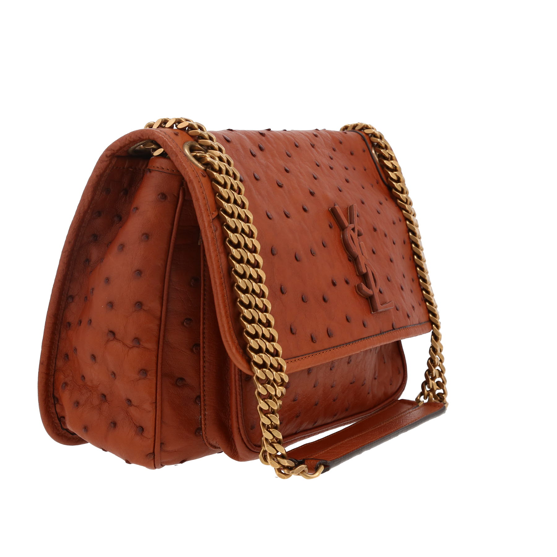 Sac bandoulière Saint Laurent  Niki en autruche gold