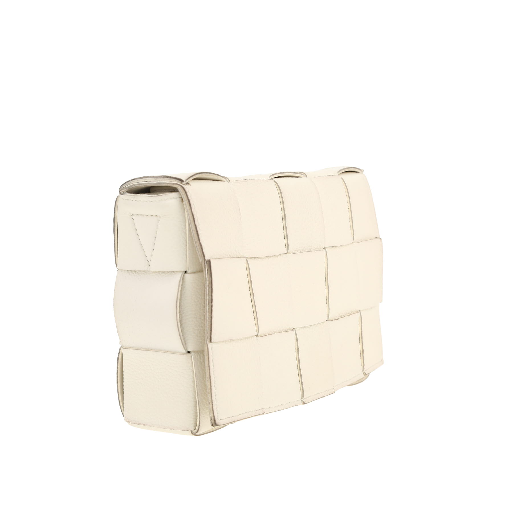 Borsa a tracolla Bottega Veneta  Cassette in pelle intrecciata bianca