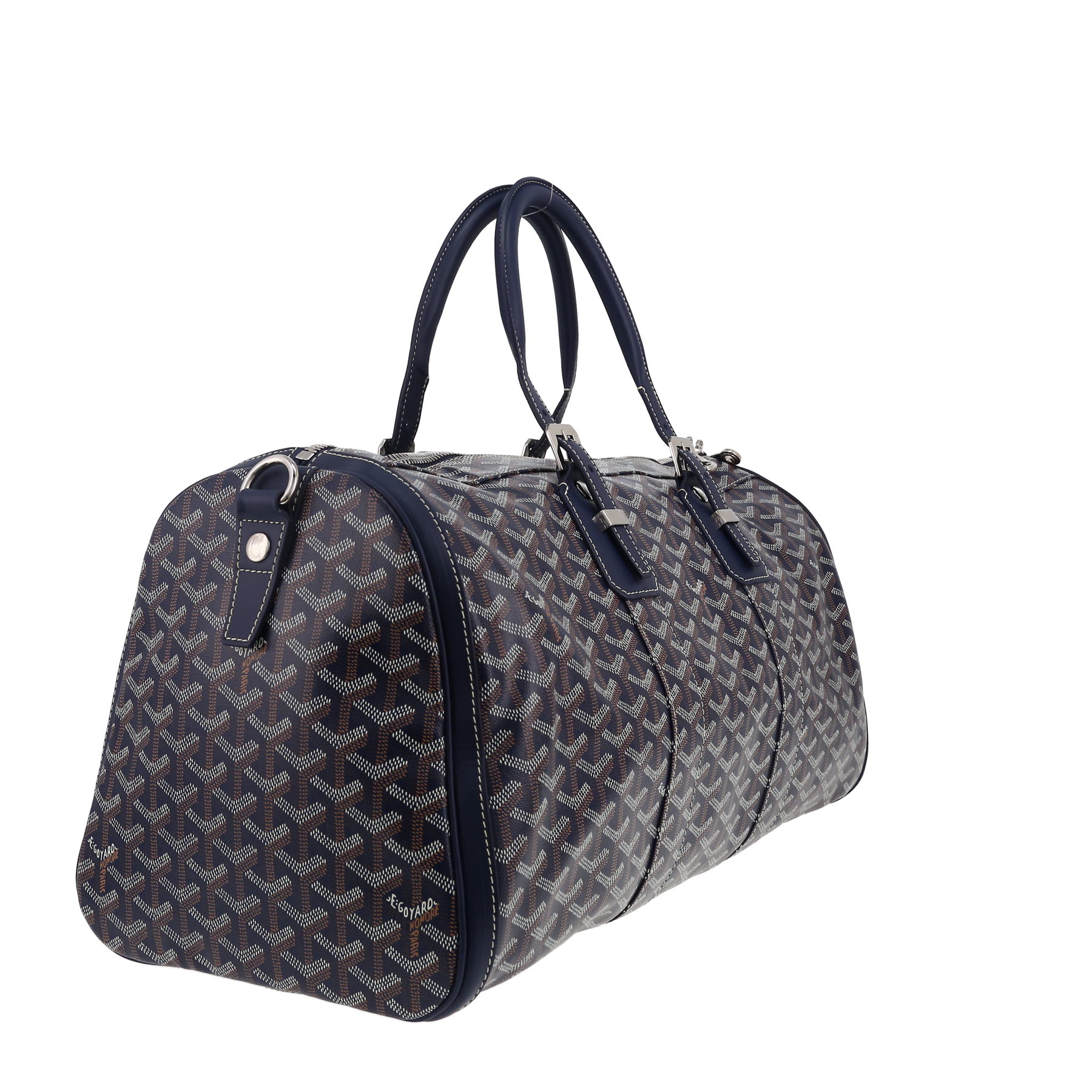 Goyard  Boston 45 weekend bag  in blue Goyard canvas  and navy blue leather