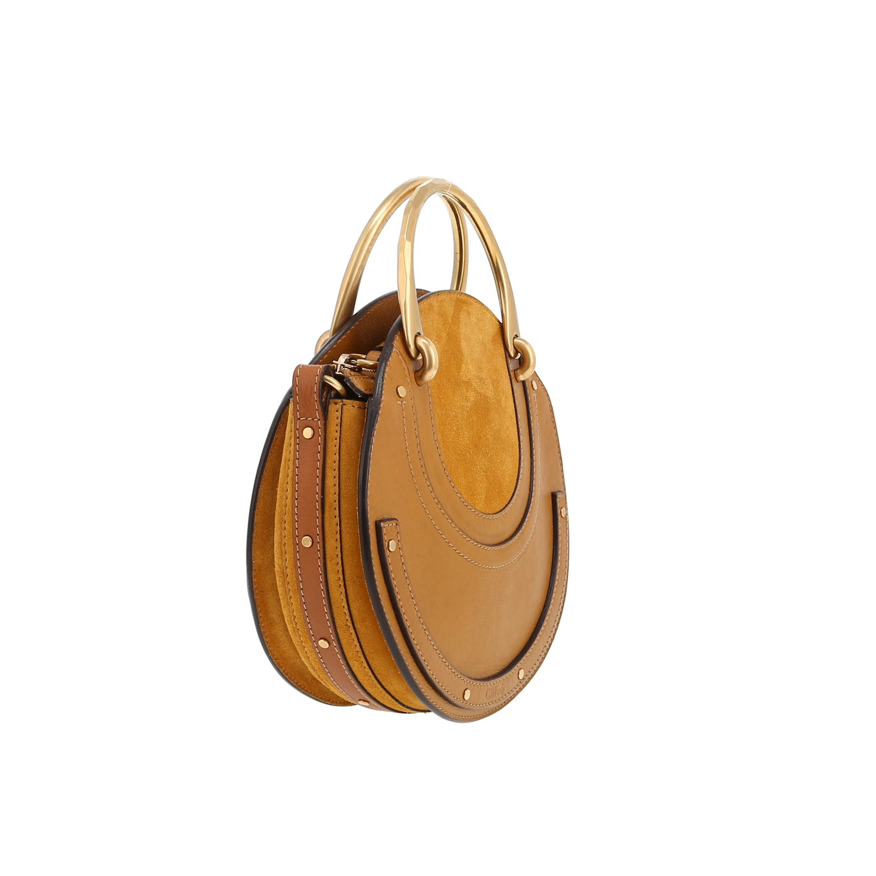 Bolso bandolera Chloé  Pixie en cuero color oro y Veau velours color oro