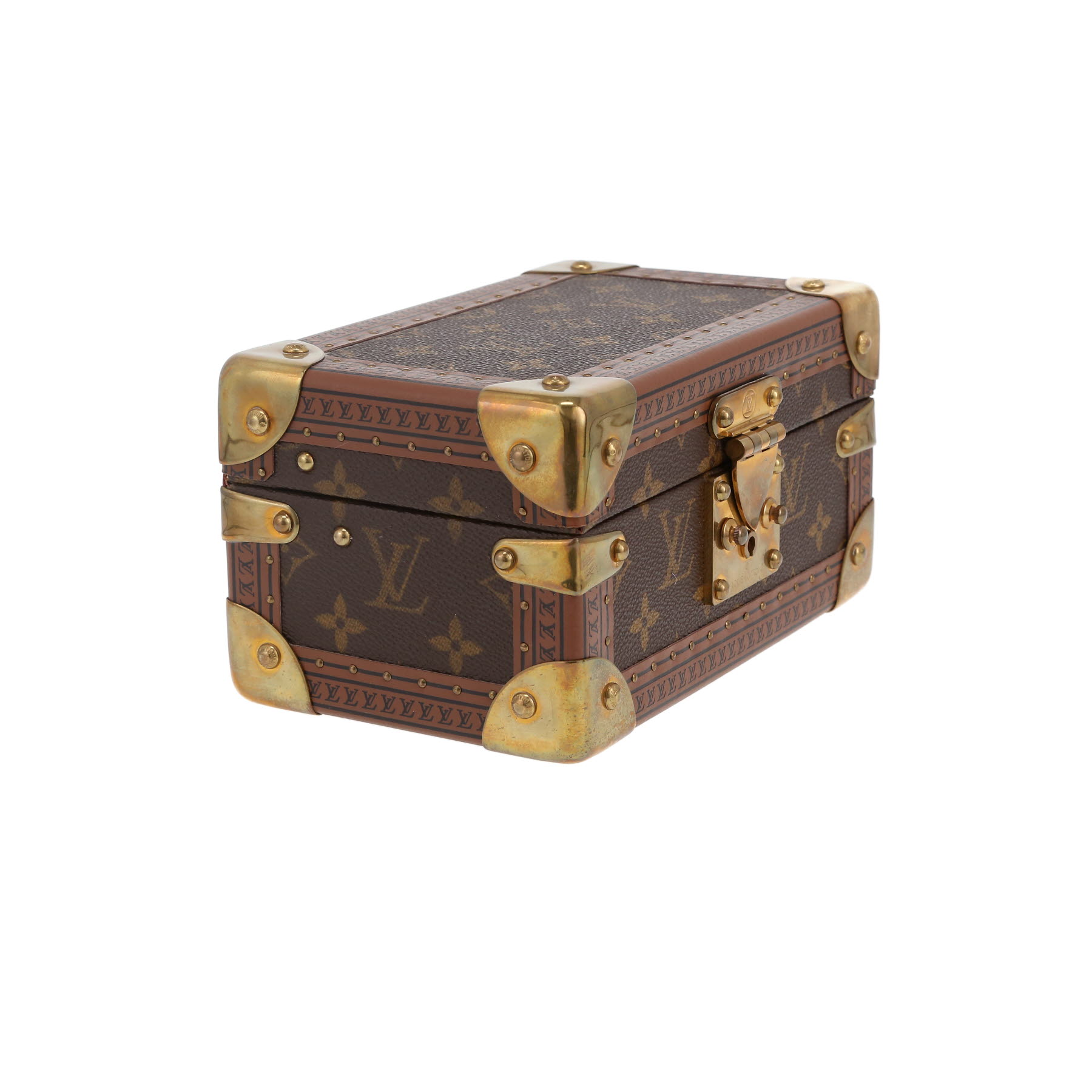 Louis Vuitton  Tresor jewelry box  monogram canvas  and brown lozine (vulcanised fibre)