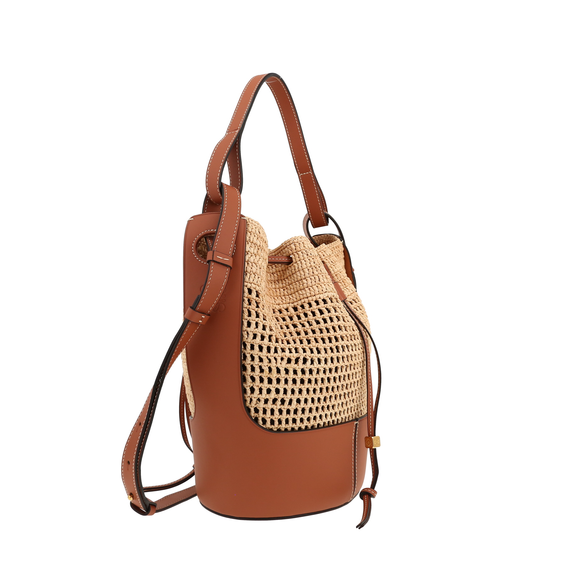 Sac bandoulière Loewe  Balloon en cuir marron et raffia