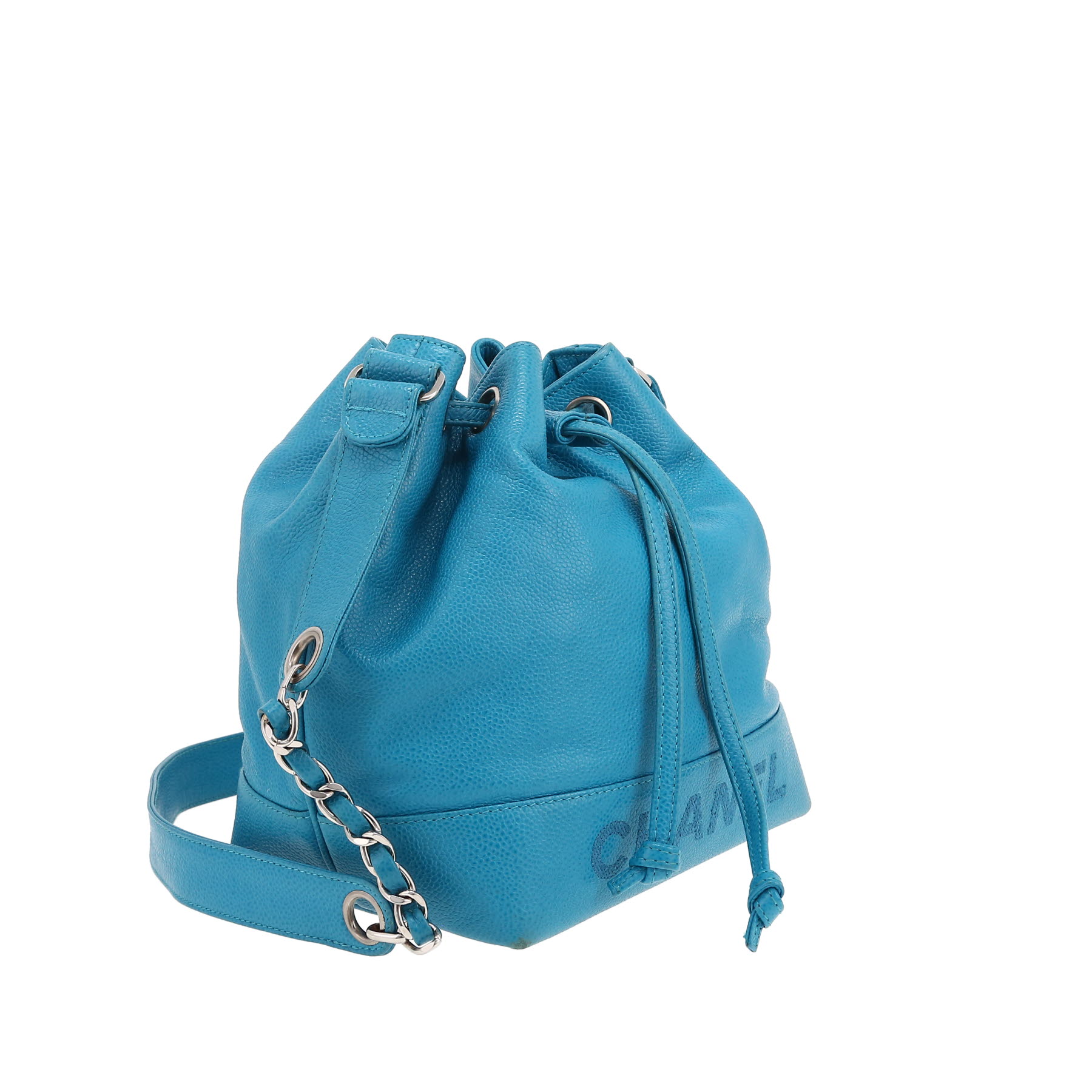 Chanel  Petit Shopping handbag  in turquoise grained leather