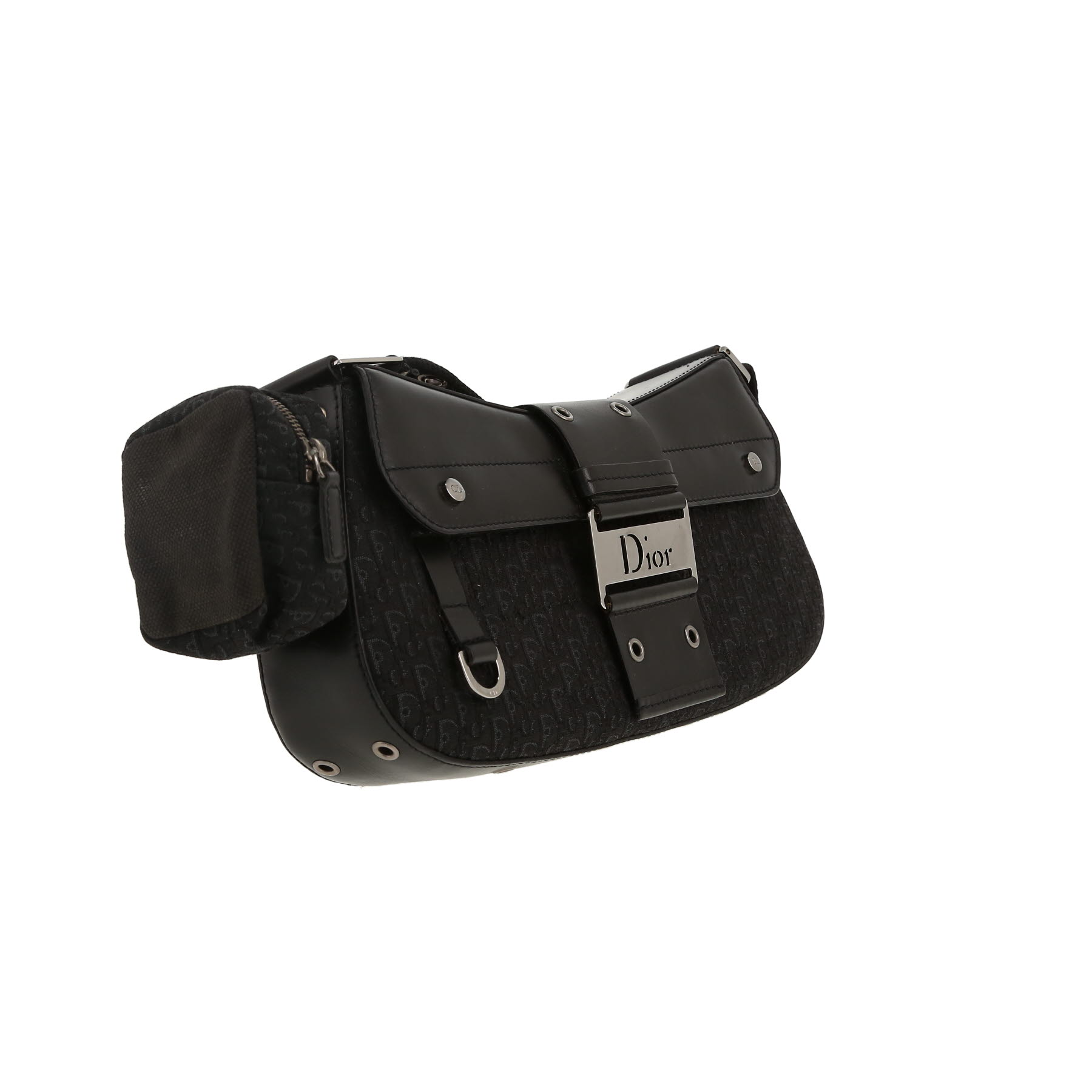 Dior  Colombus handbag  in black monogram canvas Oblique  and black leather