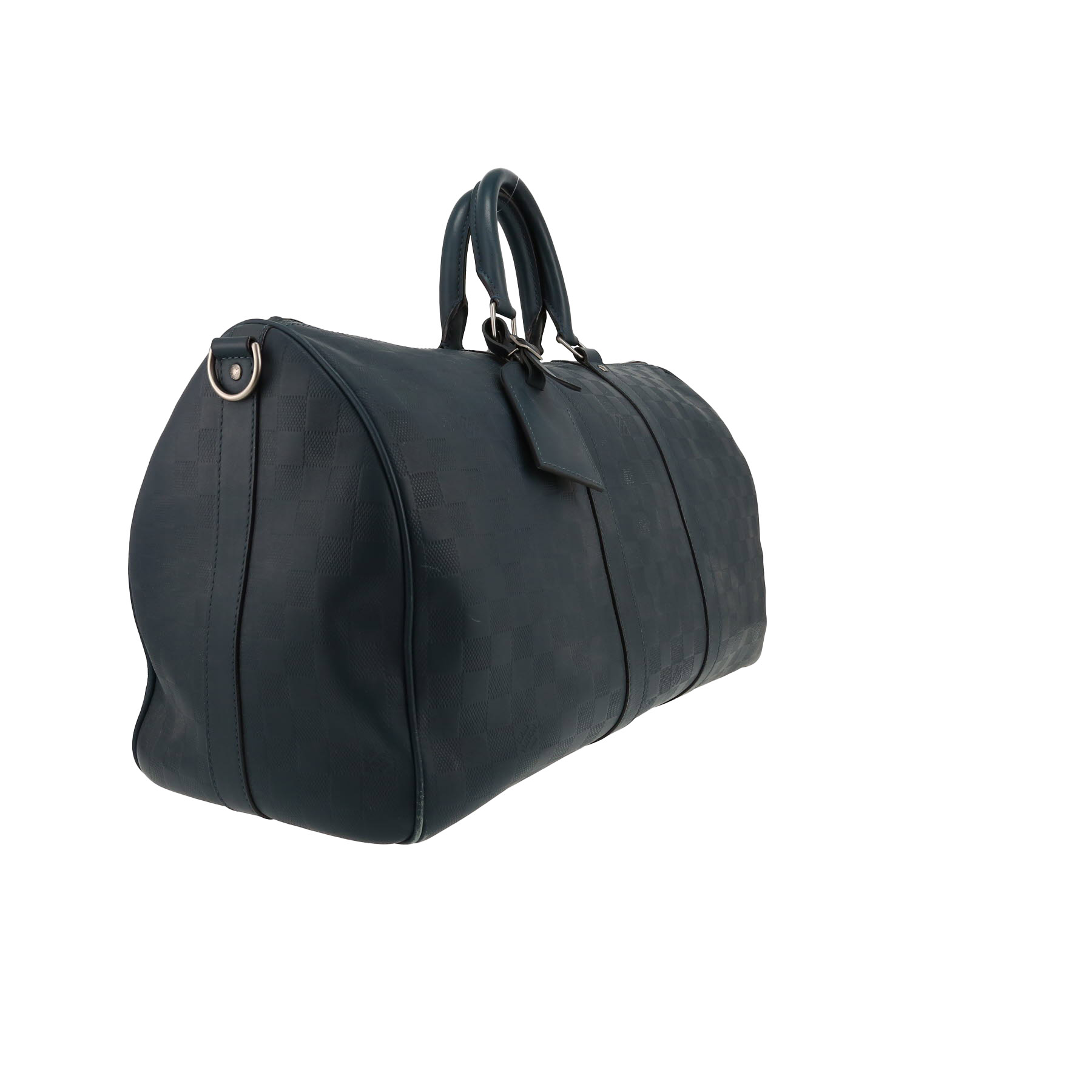 Bolso de fin de semana Louis Vuitton Keepall 45 de piel Damier con estampado azul