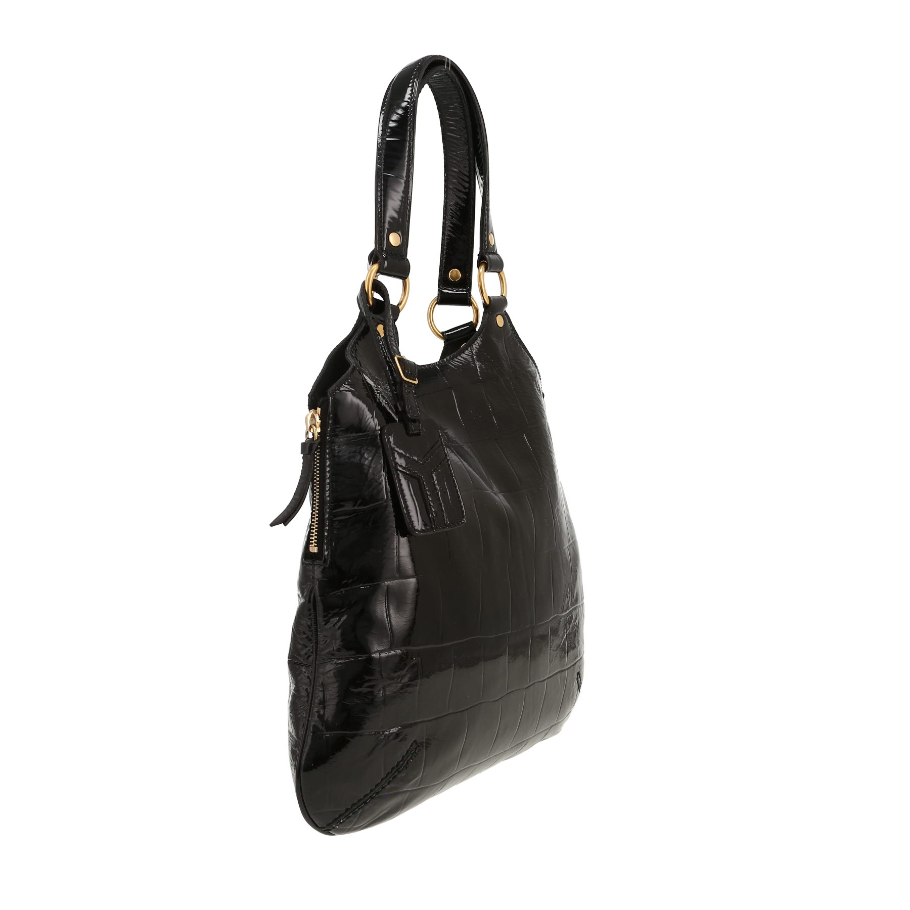Saint Laurent  Tribute shopping bag  in black patent leather