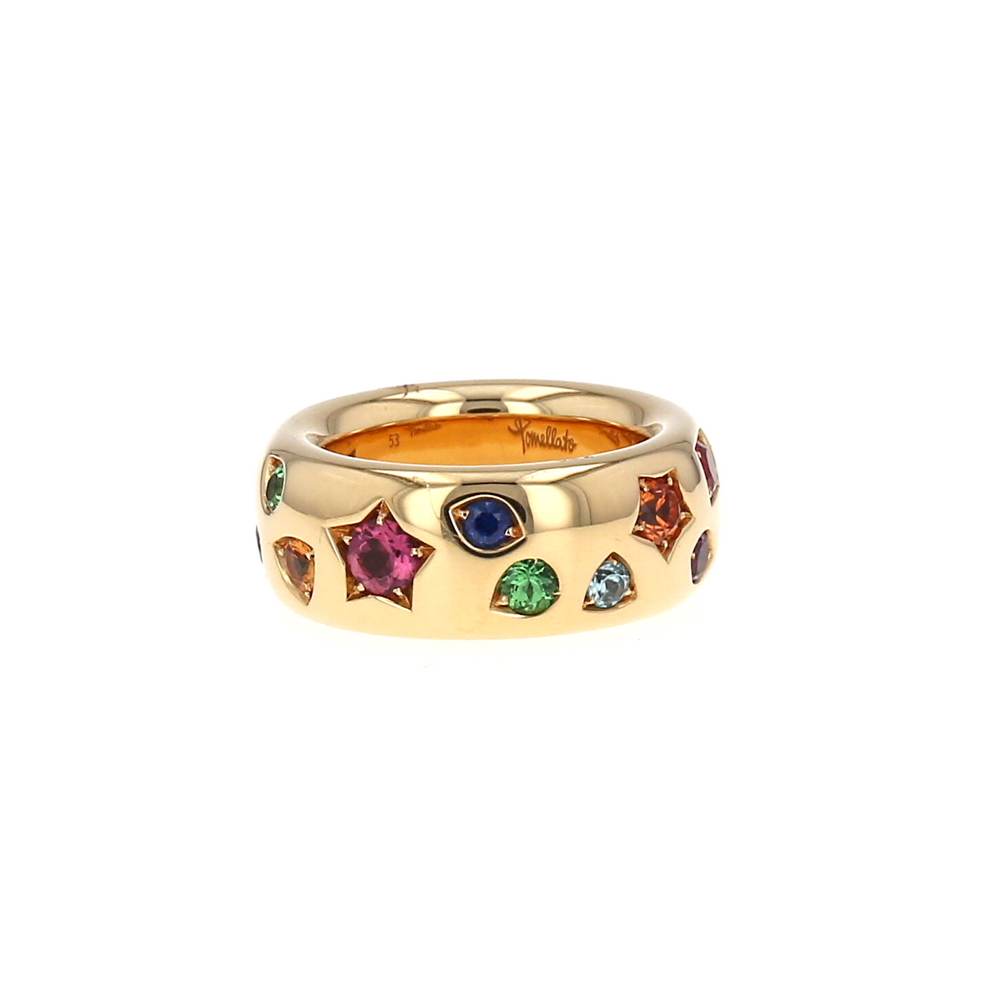 Bague Pomellato Iconica moyen modèle en or rose et pierres semi-précieuses