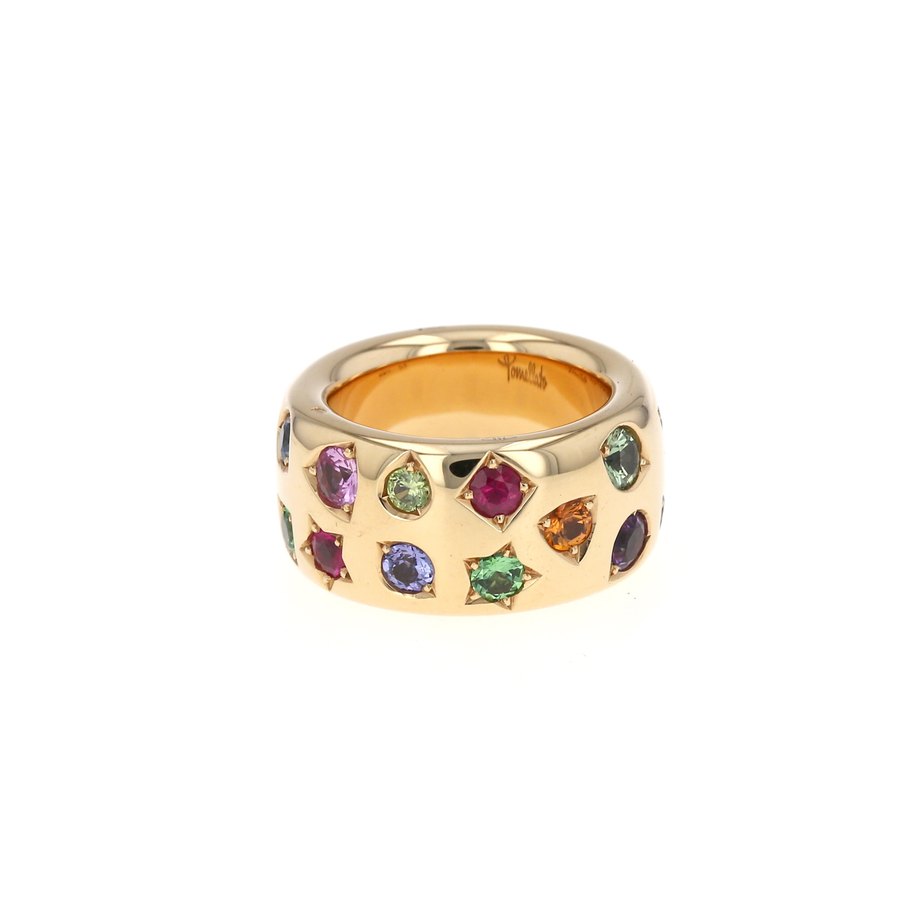Pomellato Iconica large model ring in pink gold and colored stones,