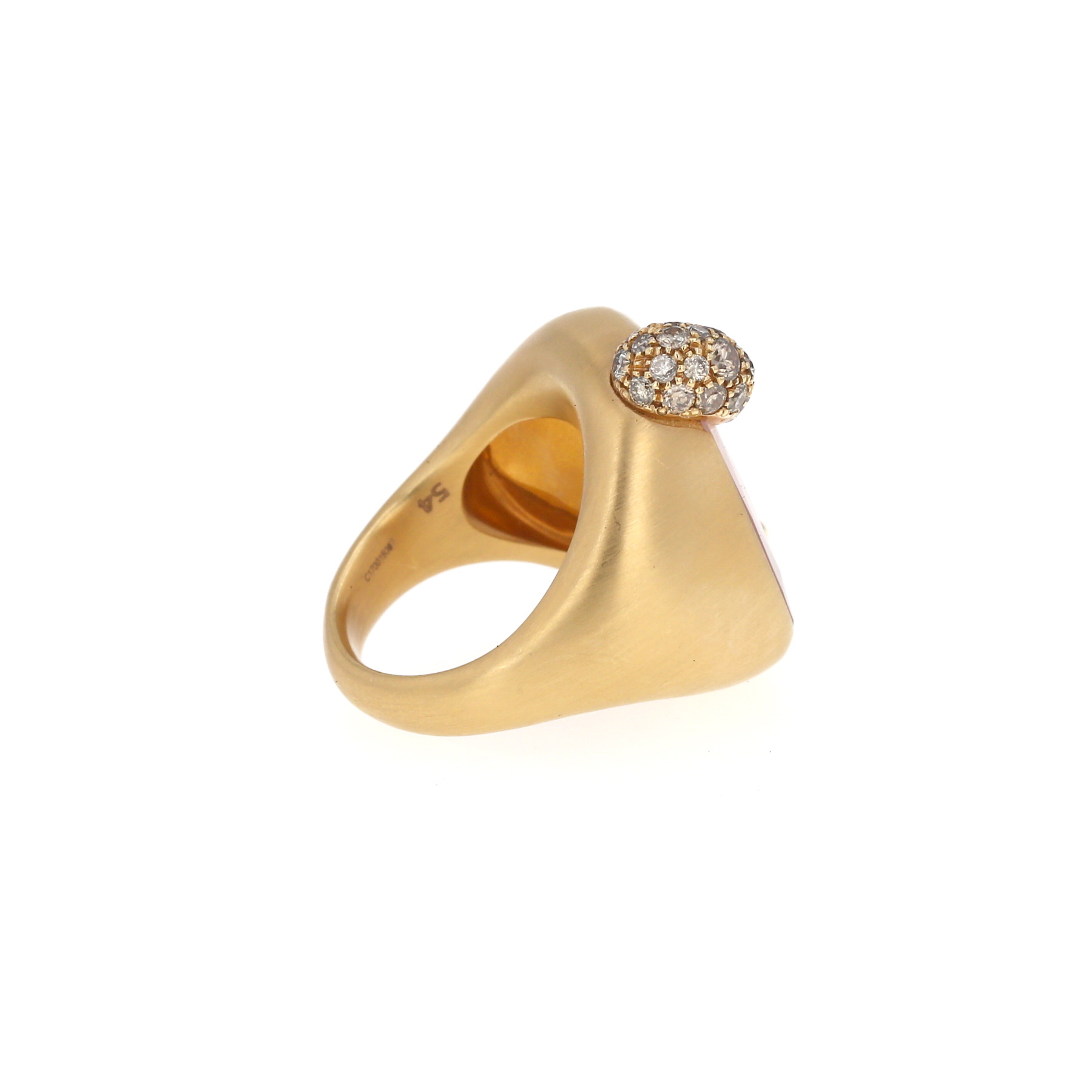 Anello Pomellato Ritratto modello medio in oro rosa, quarzo rosa e diamanti