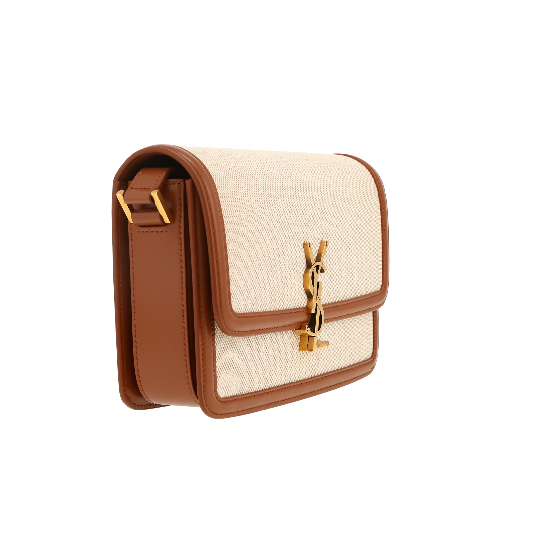 Borsa Saint Laurent  Solférino in tela beige e pelle marrone