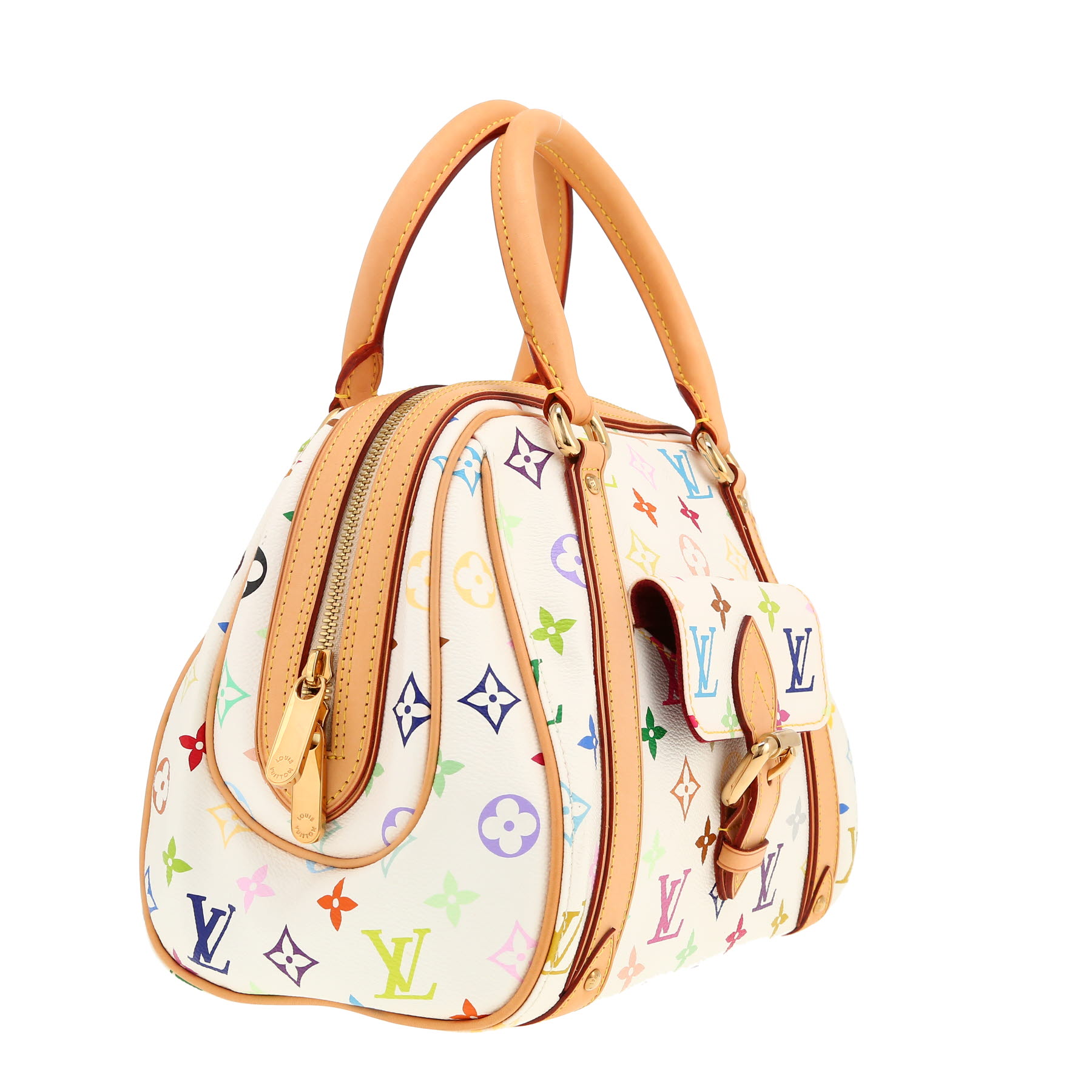 Sac à main Louis Vuitton  Priscilla en toile monogram multicolore et cuir naturel