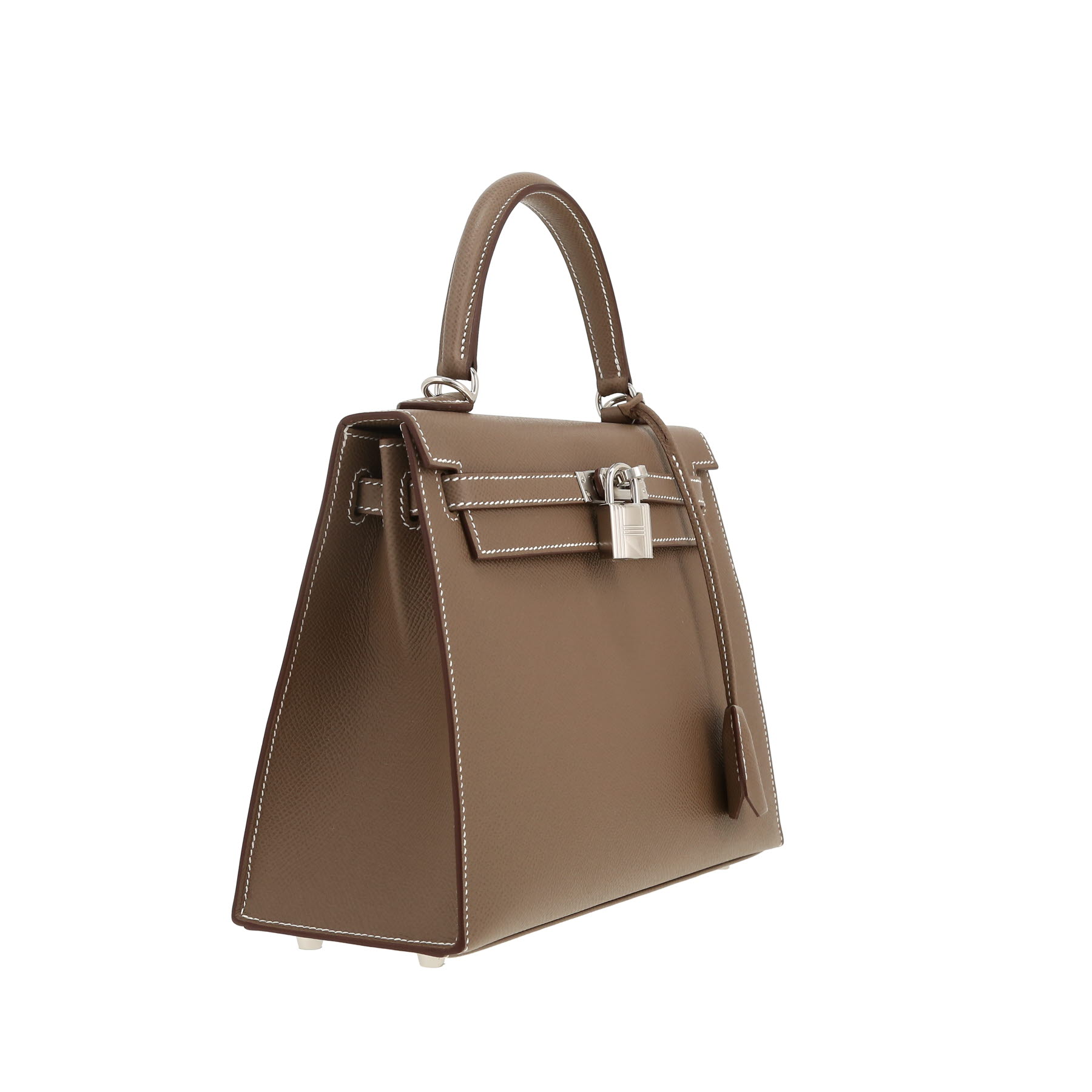 Bolso de mano Hermès  Kelly 25 cm en cuero epsom marrón etoupe