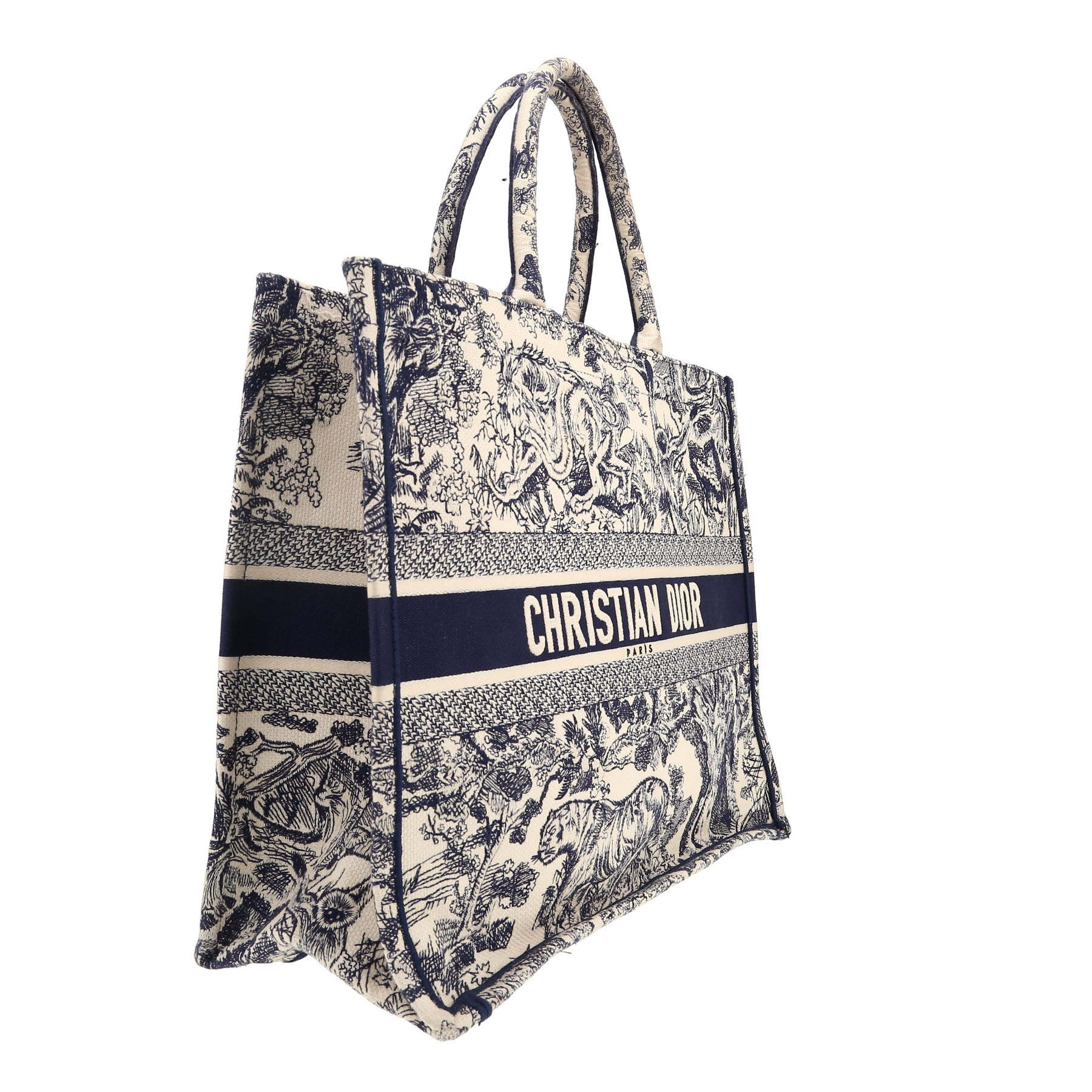 Bolso Cabás Dior  Book Tote en lona azul y beige