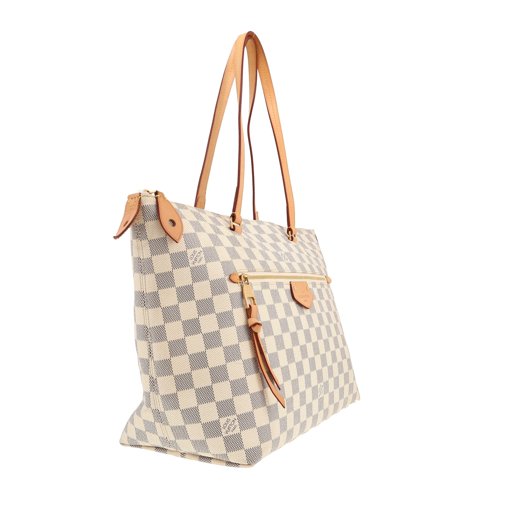 Borsa Louis Vuitton  Iena in tela a scacchi azzurro e pelle naturale