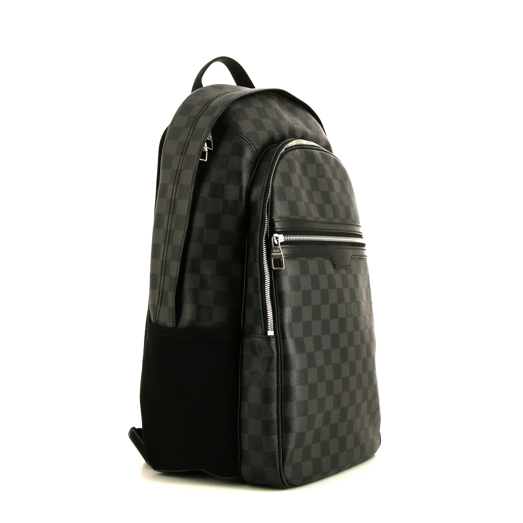 Sac à dos Louis Vuitton  Josh en toile damier graphite gris Graphite et cuir noir