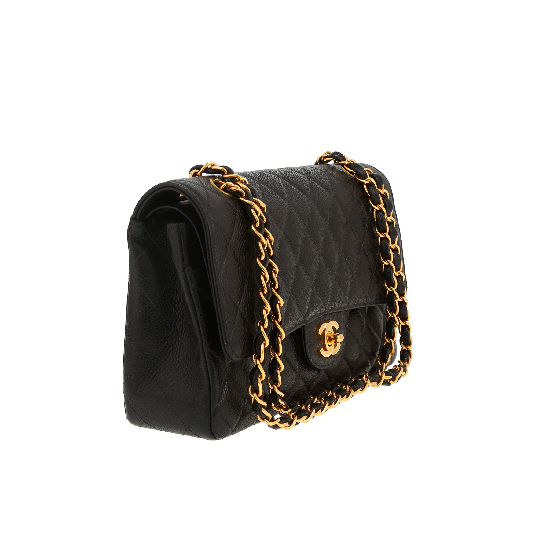 Chanel  Timeless Classic handbag  in black quilted grained leather