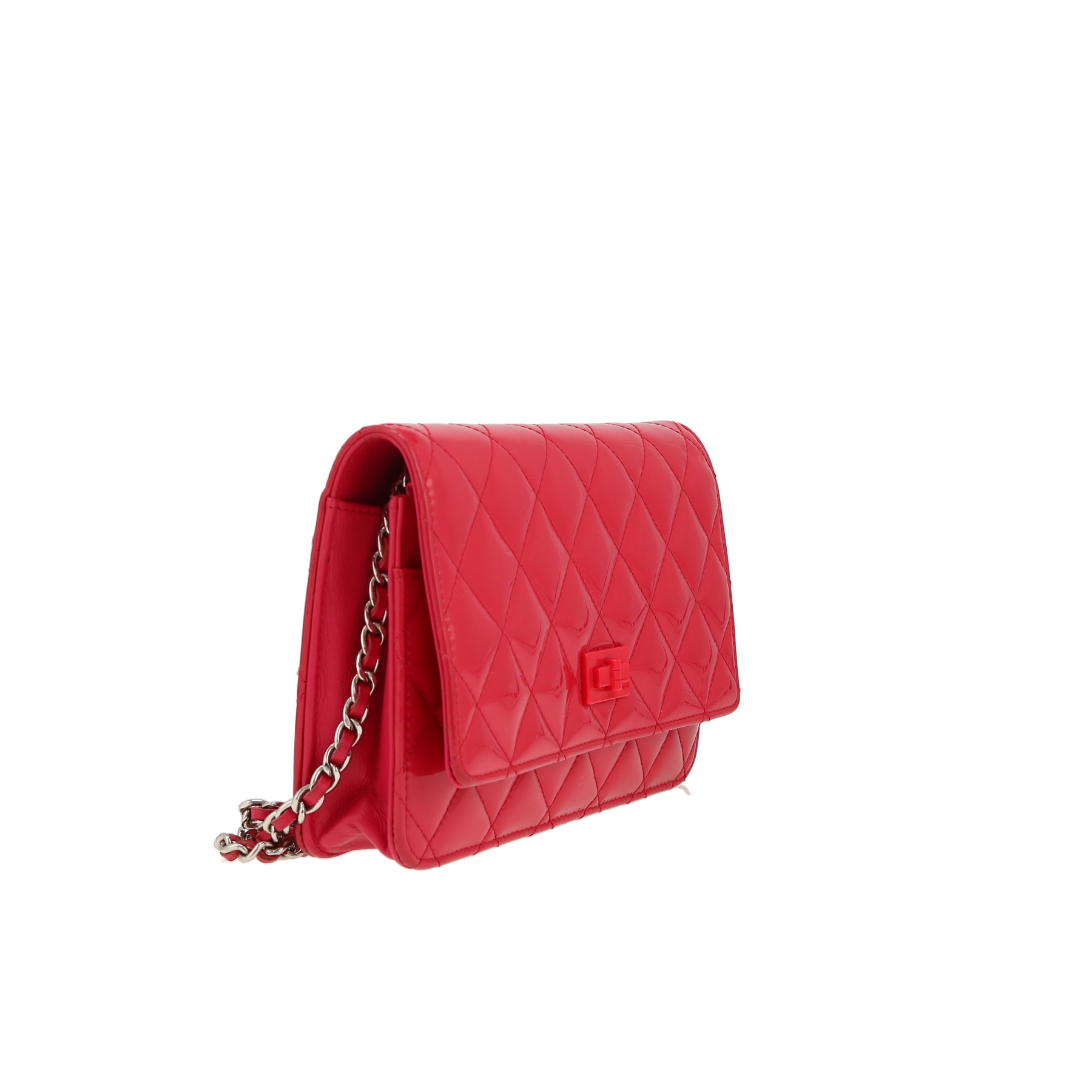 Borsa a tracolla Chanel  Wallet on Chain in pelle verniciata e foderata rosa
