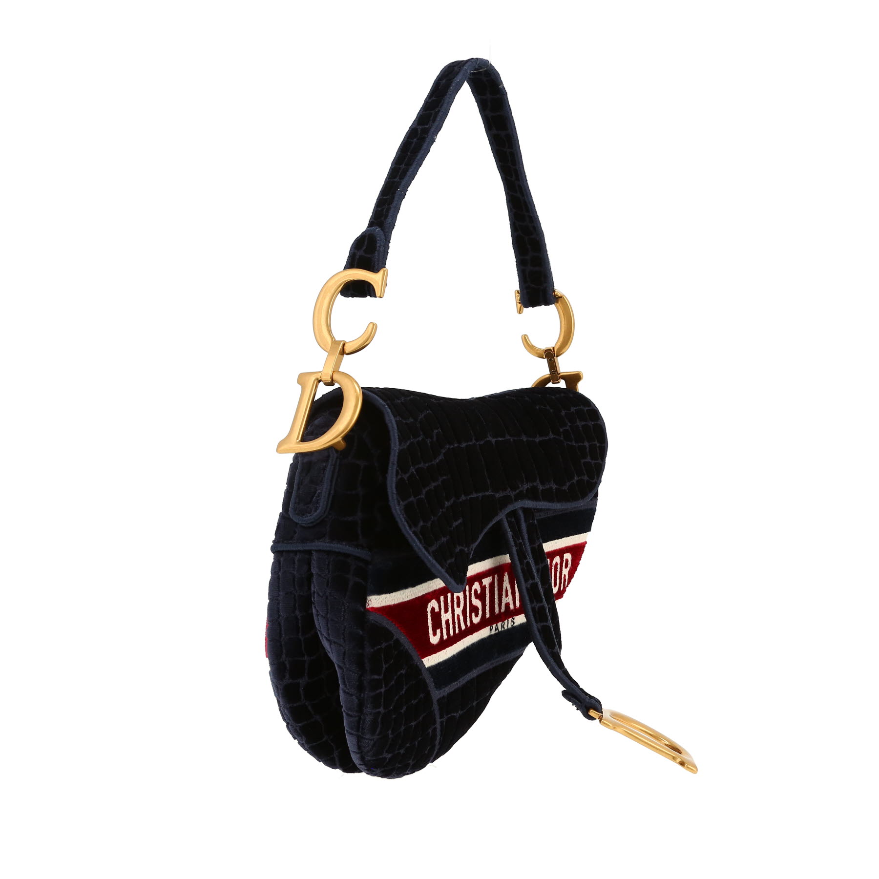 Dior  Saddle handbag  in navy blue velvet