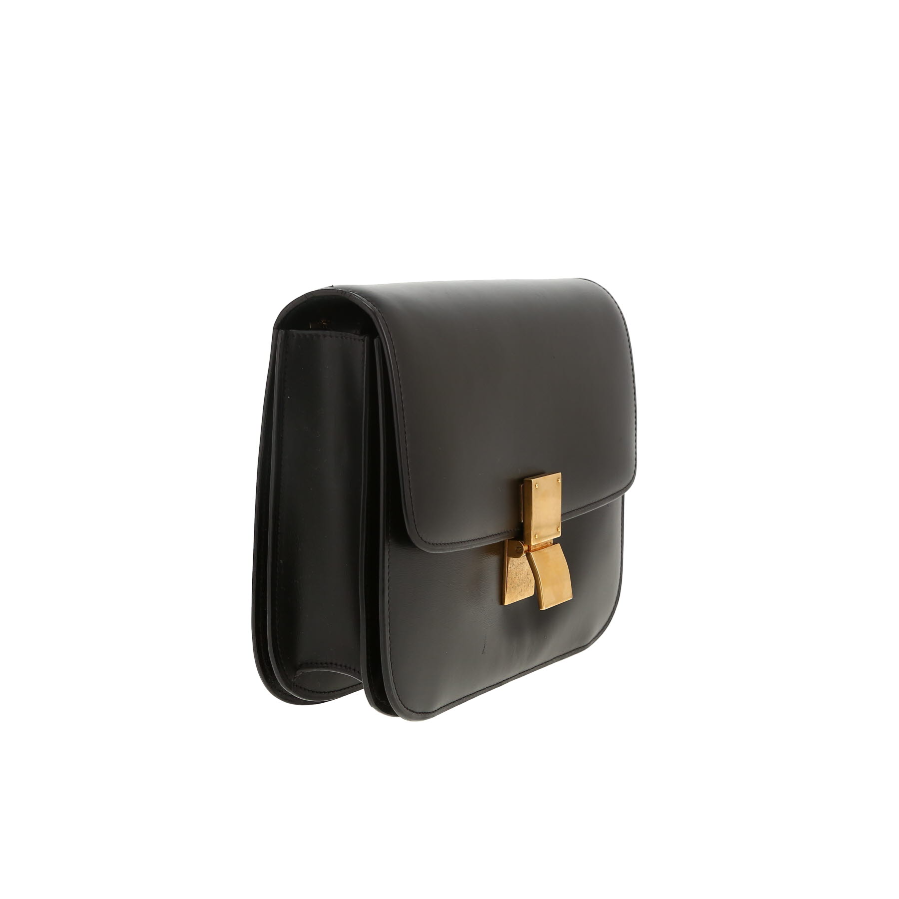 Celine  Classic Box Medium shoulder bag  in black box leather