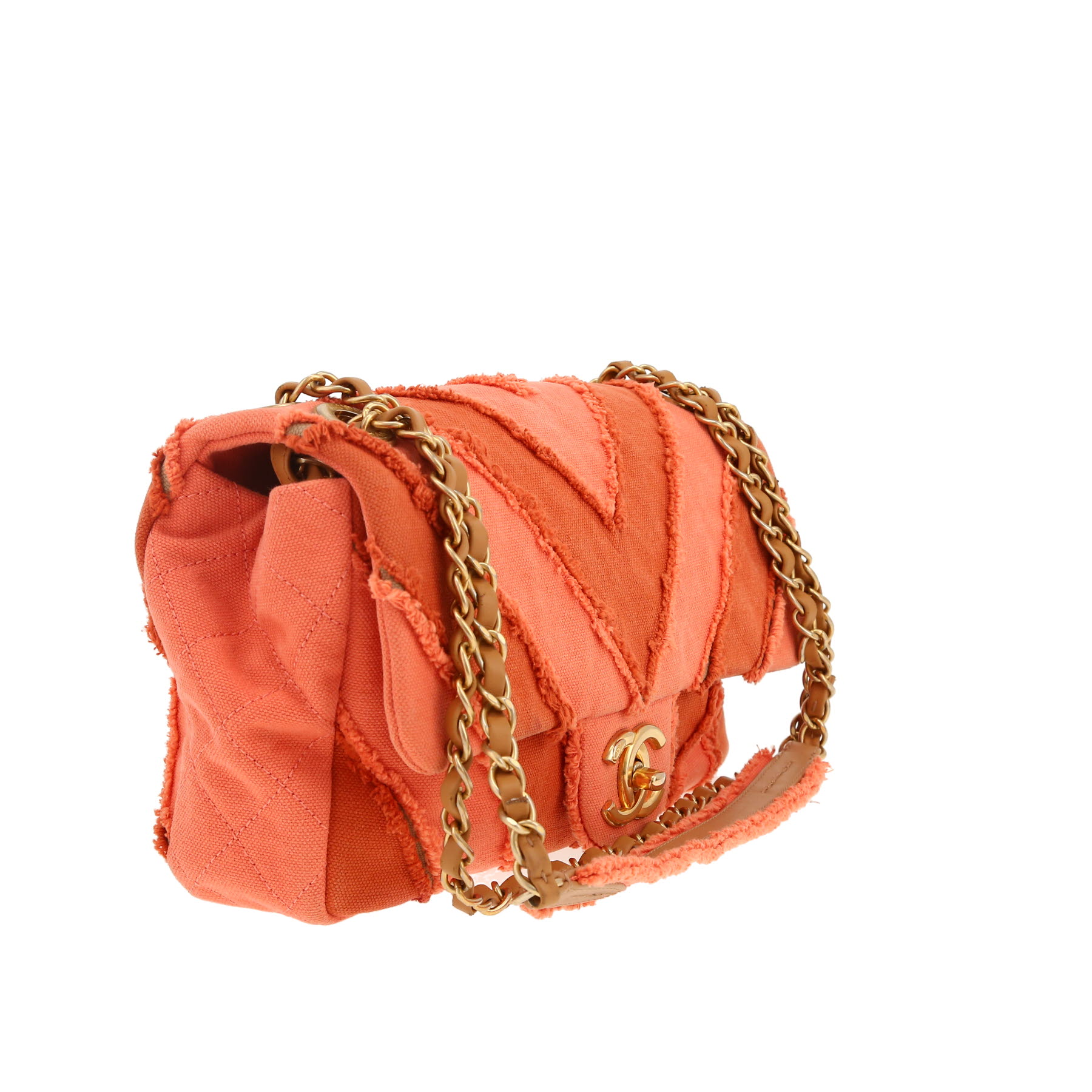 Chanel  Timeless handbag  in orange chevrons canvas