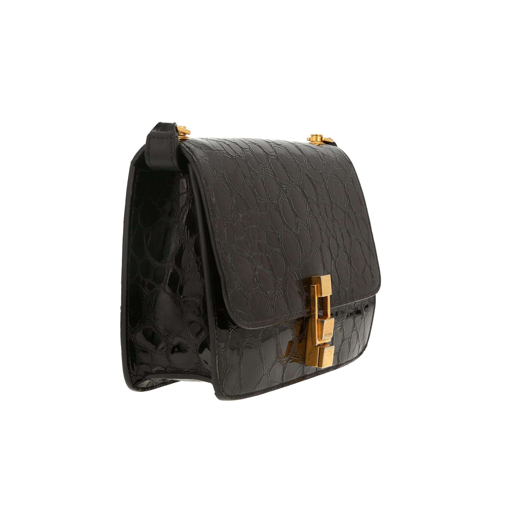Bolso de mano Saint Laurent  Carré Satchel en charol negro