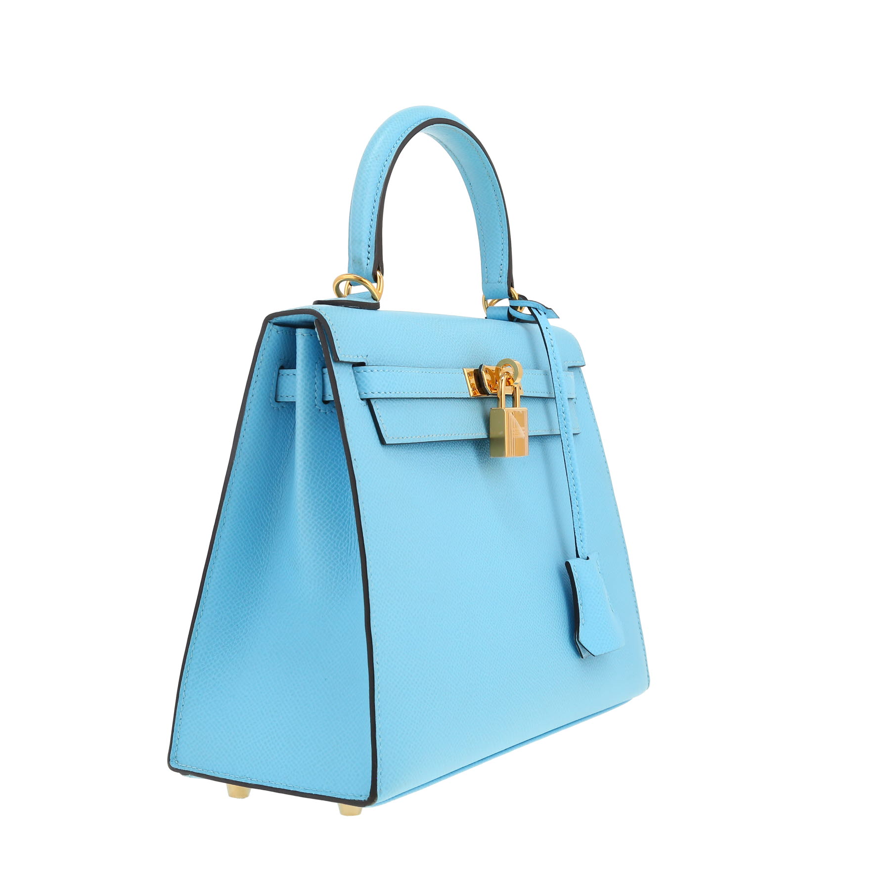 Hermès  Kelly 25 cm handbag  in blue Celeste epsom leather