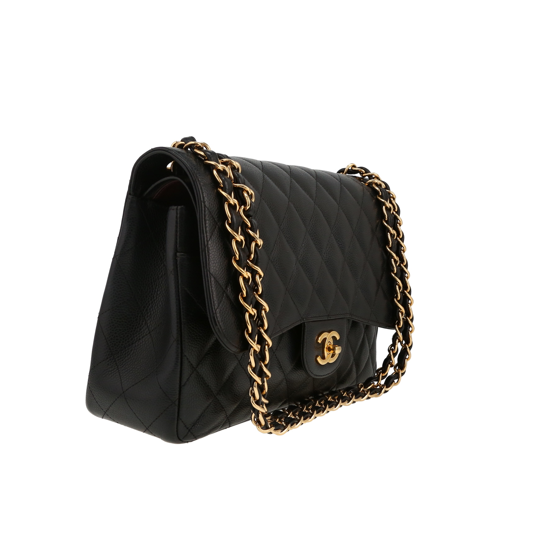 Bolso de mano Chanel  Timeless Jumbo en cuero granulado acolchado negro