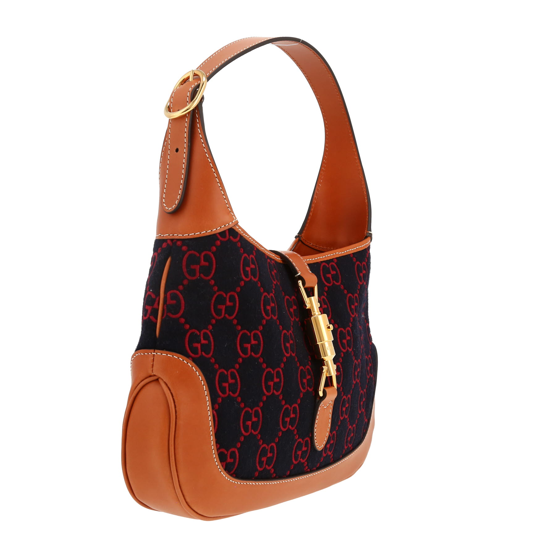 Gucci  Jackie handbag  in black felt  and brown leather