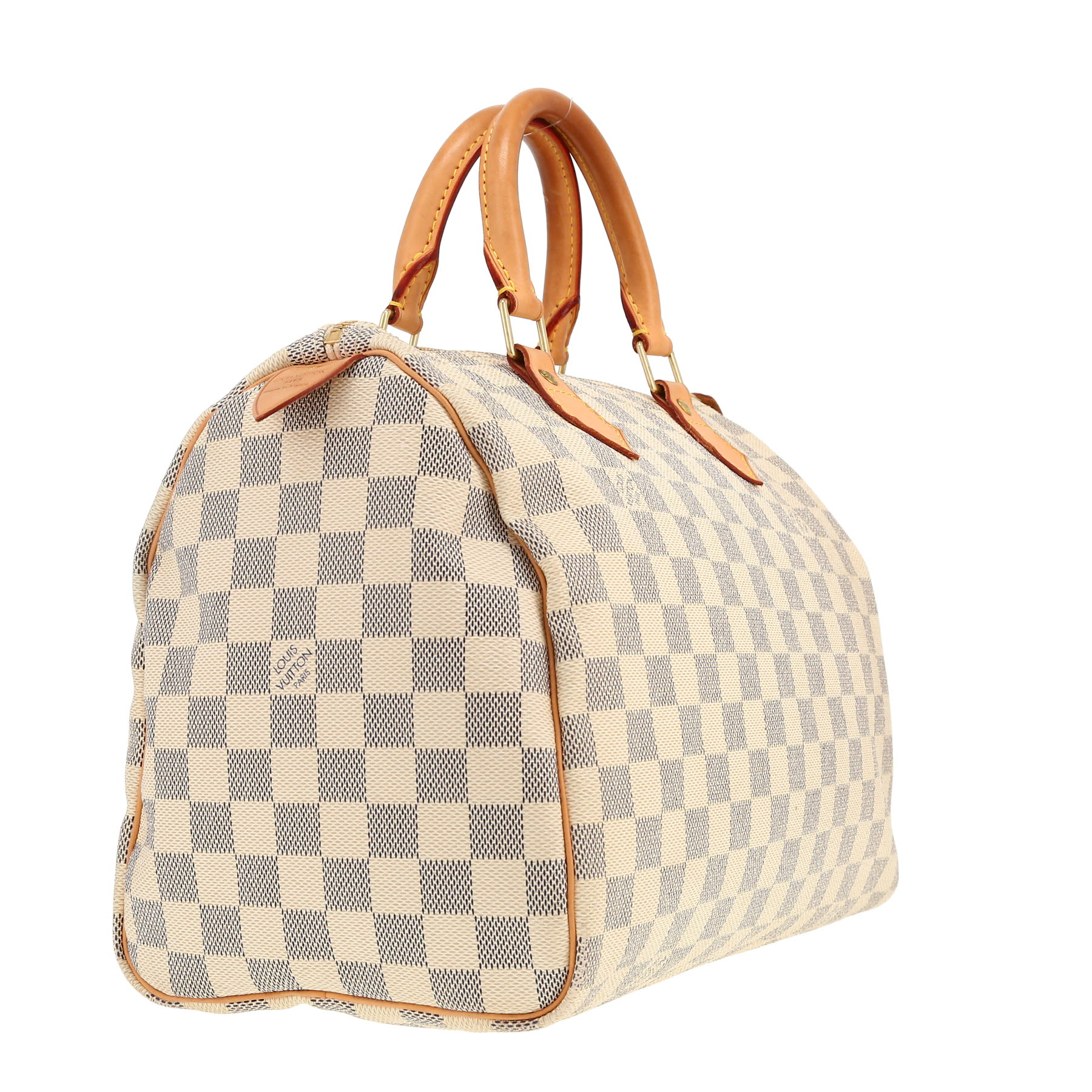 Louis Vuitton  Speedy 30 handbag  in azur damier canvas  and natural leather