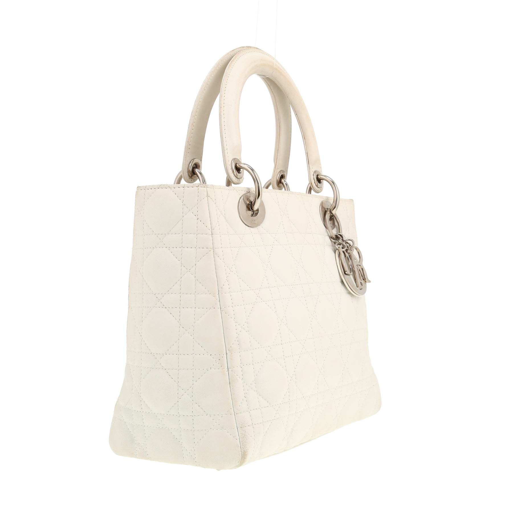 Borsa Dior  Lady Dior modello medio  in pelle cannage bianca