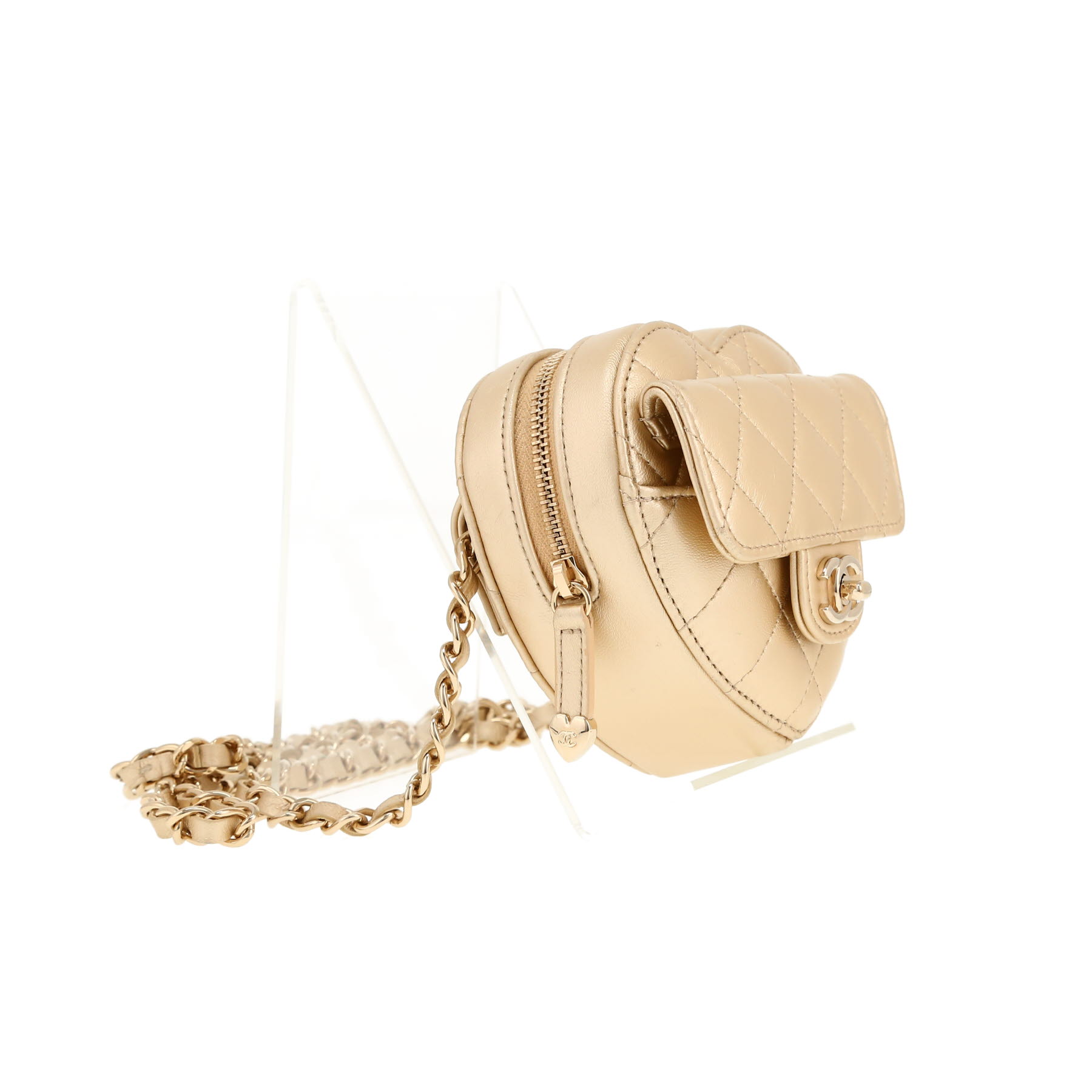 Pochette-ceinture Chanel  Heart bag en cuir doré