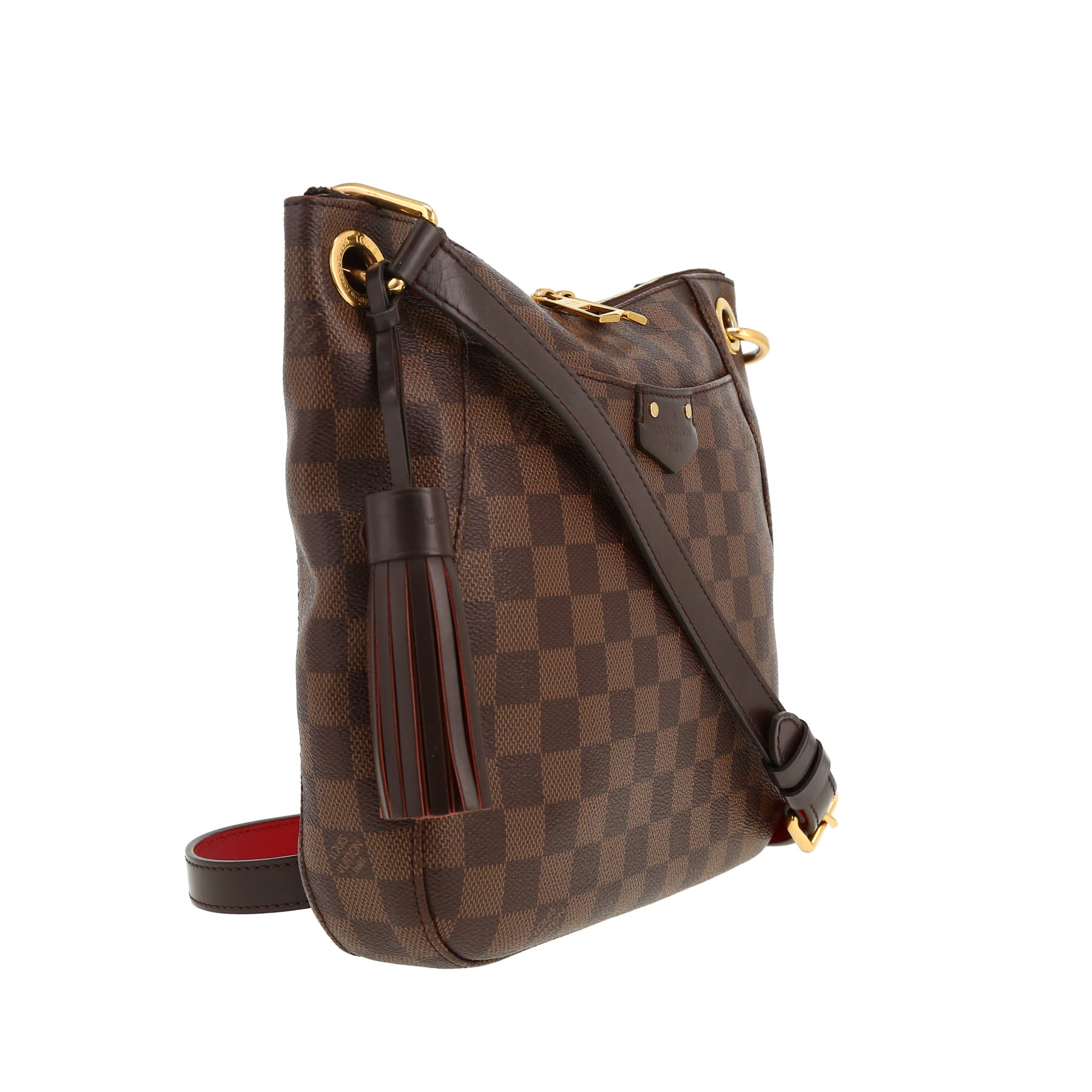 Louis Vuitton  South Bank shoulder bag  in ebene damier canvas  and brown leather