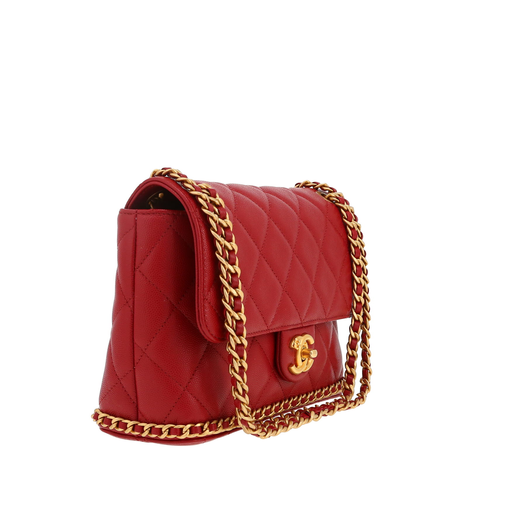 Chanel  Timeless handbag  in red quilted grained leather