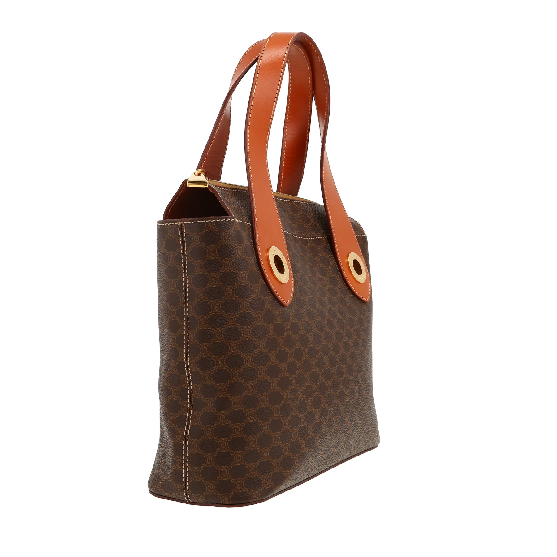 Bolso de mano Celine  Vintage en lona Monogram marrón y cuero marrón