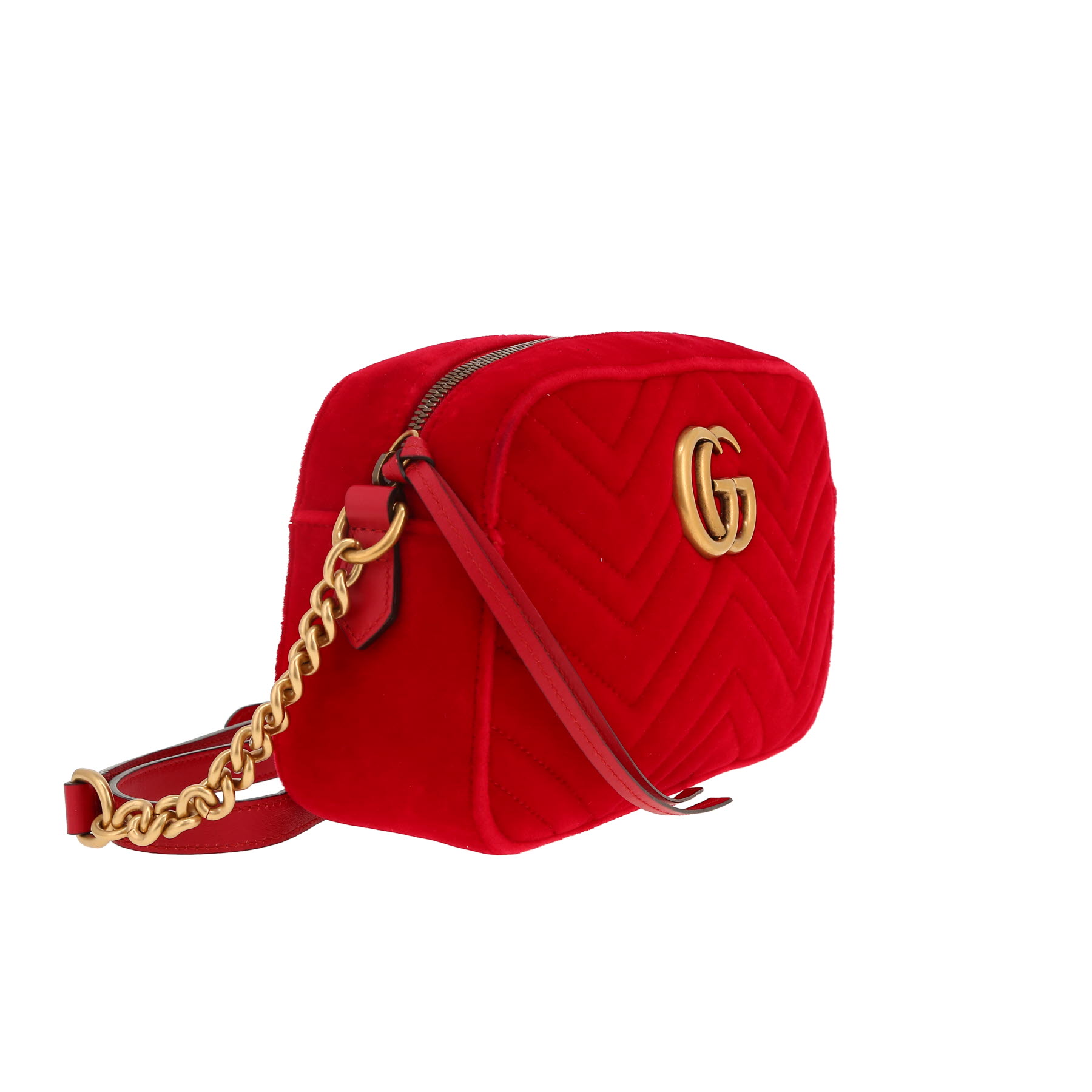 Sac bandoulière Gucci  GG Marmont Camera en velours matelassé rouge