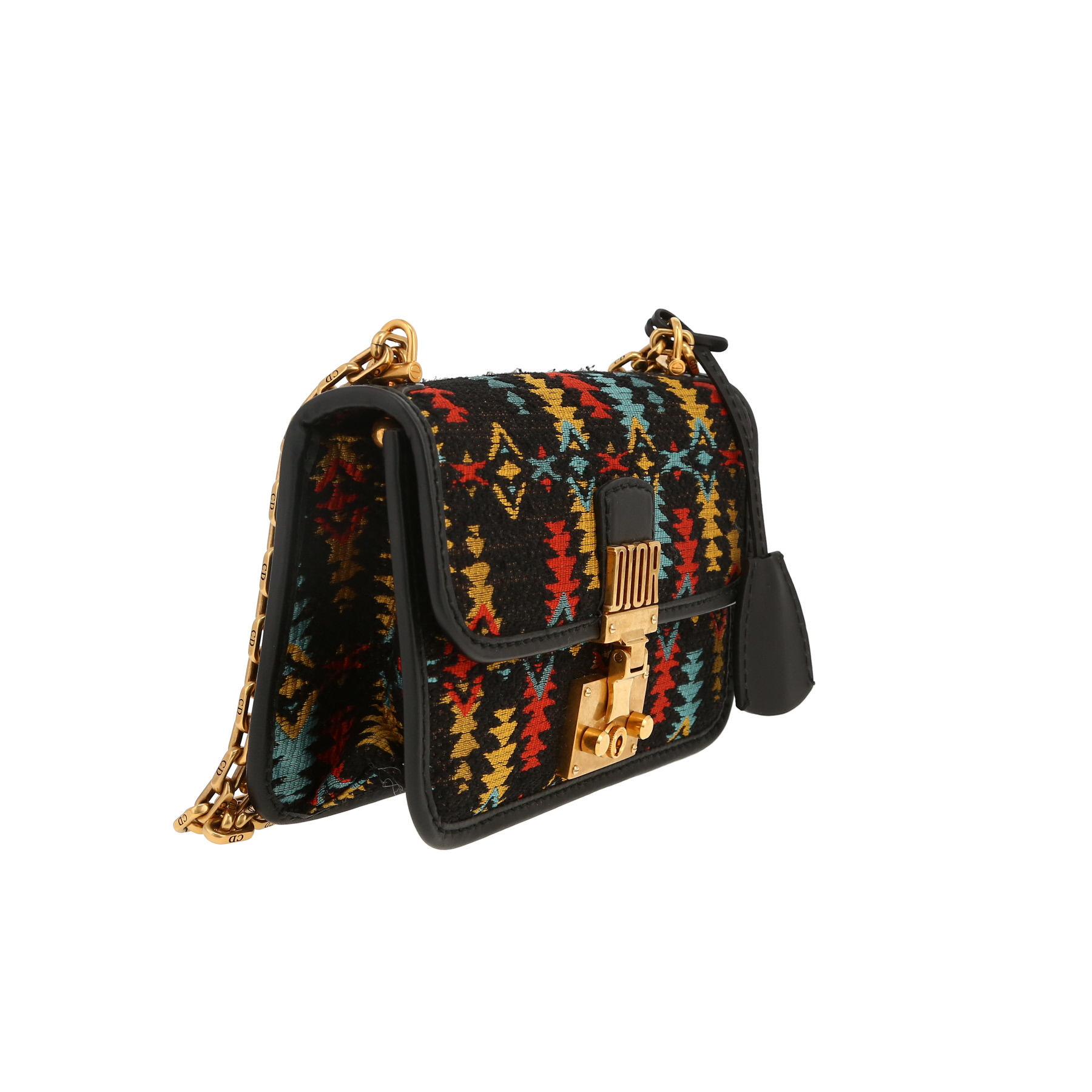 Sac bandoulière Dior  Dioraddict en toile noire jaune et rouge