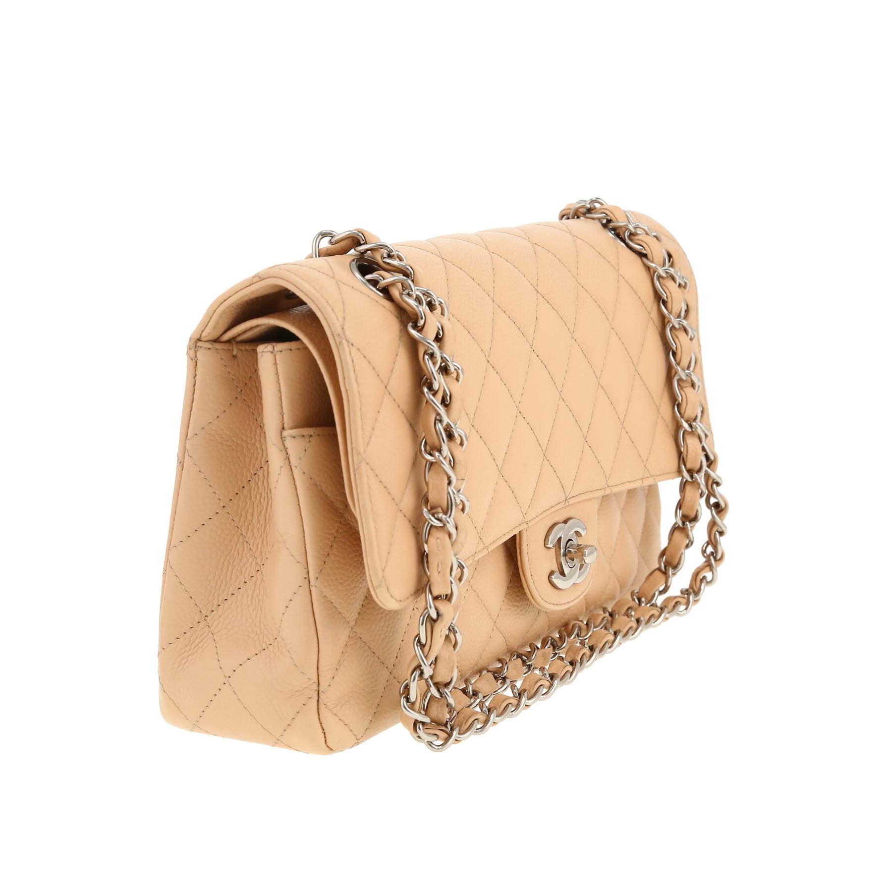 Sac à main Chanel  Timeless Classic en cuir grainé matelassé beige