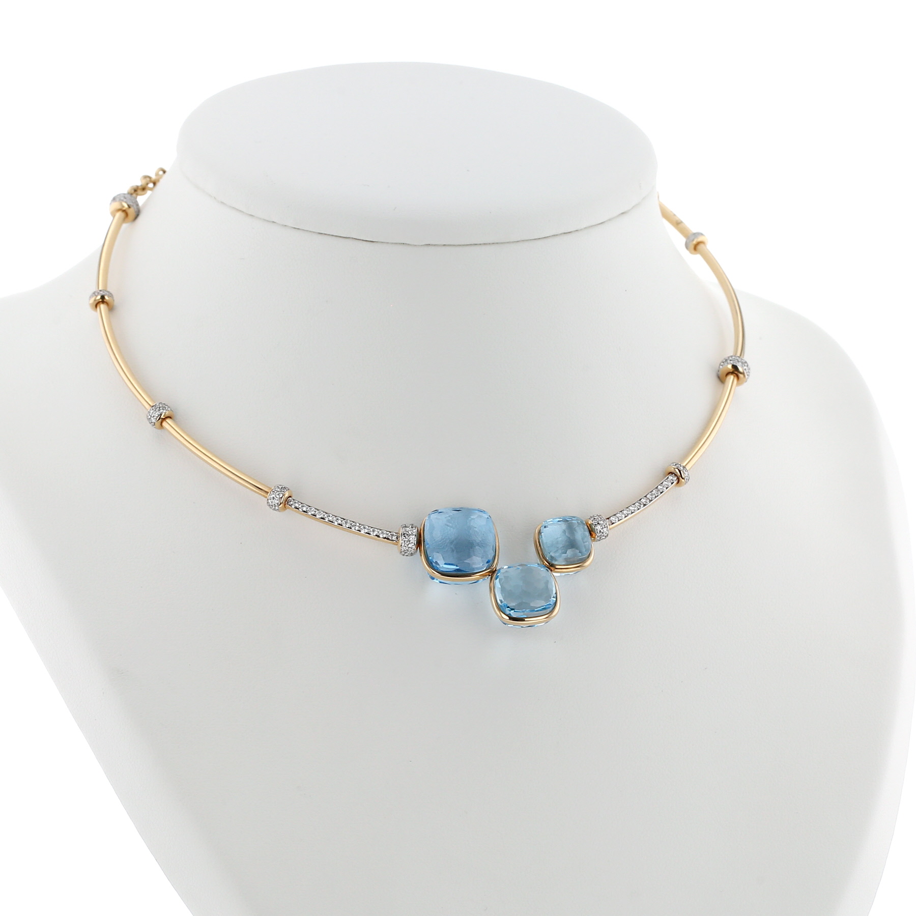 Collana mobile Pomellato Nudo in oro rosa, diamanti e topazi