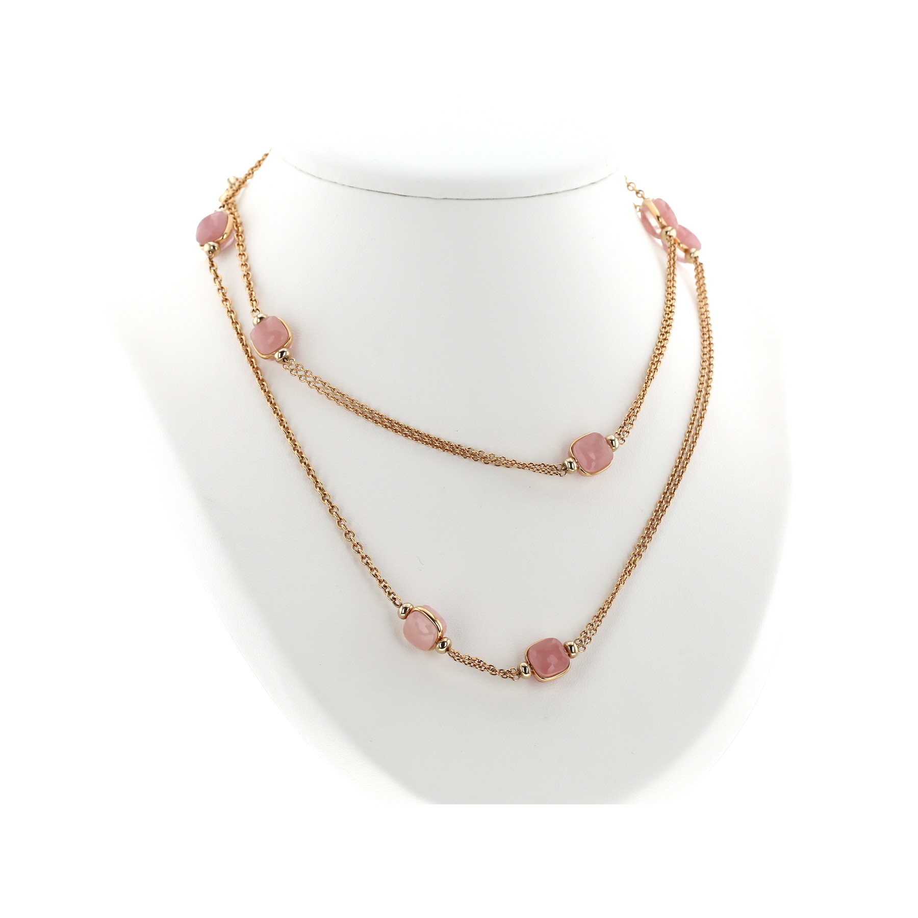 Collana lunga Pomellato Prêt-à-Porter Nudo in oro rosa, quarzo rosa e calcedonio rosa