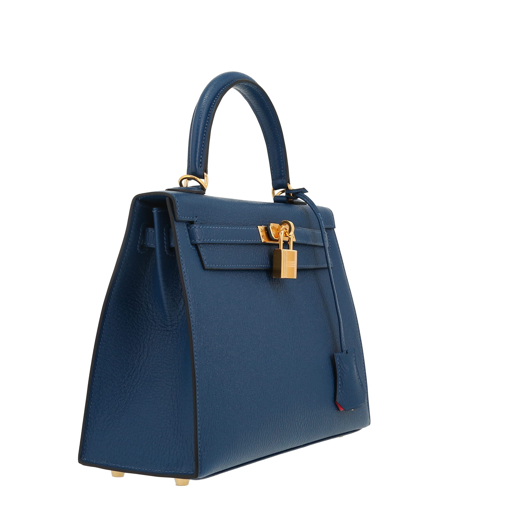 Bolso de mano Hermès  Kelly 25 cm en cabra azul